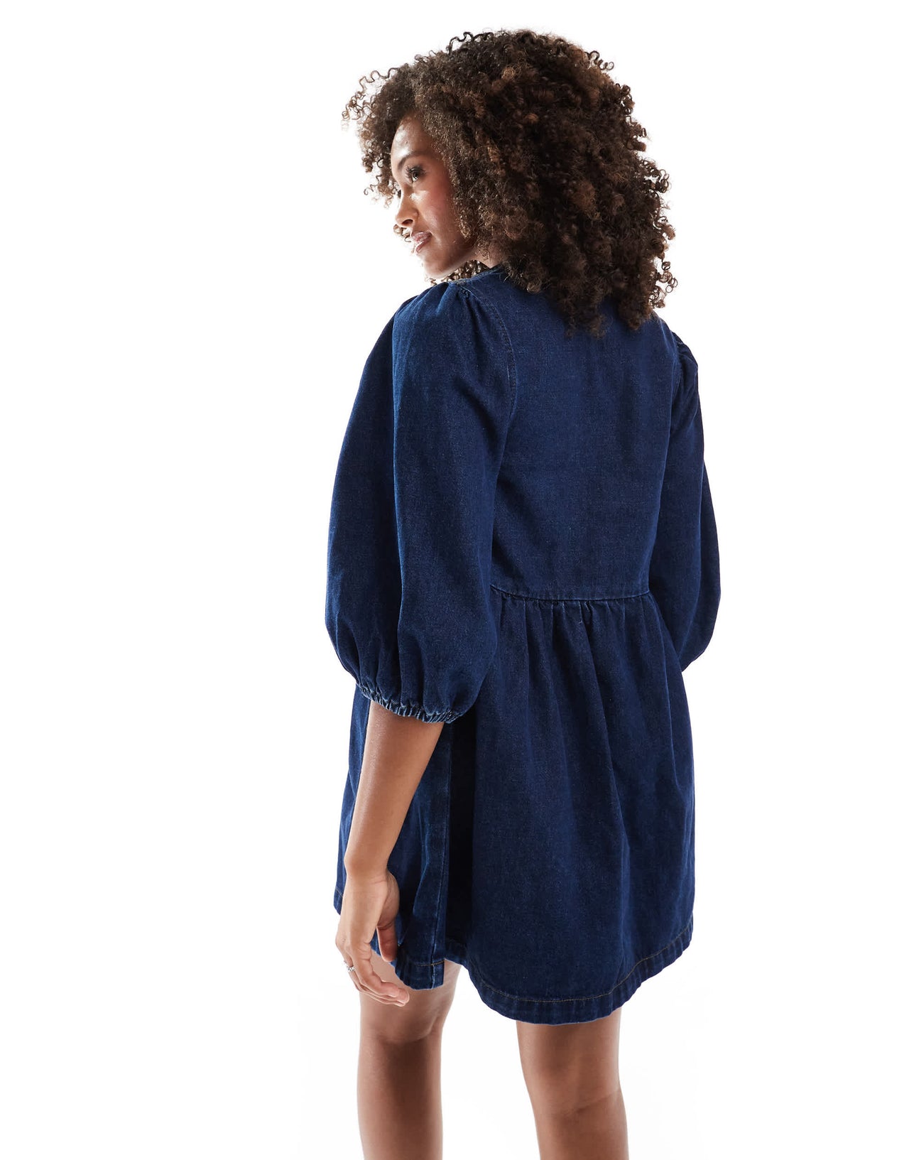 ASOS DESIGN denim bow asymmetrical bow dress in indigo