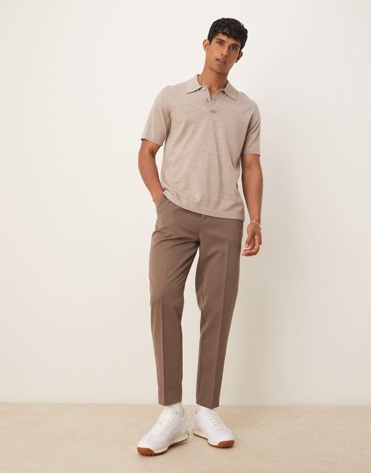 ASOS DESIGN smart tapered fit trousers in brown
