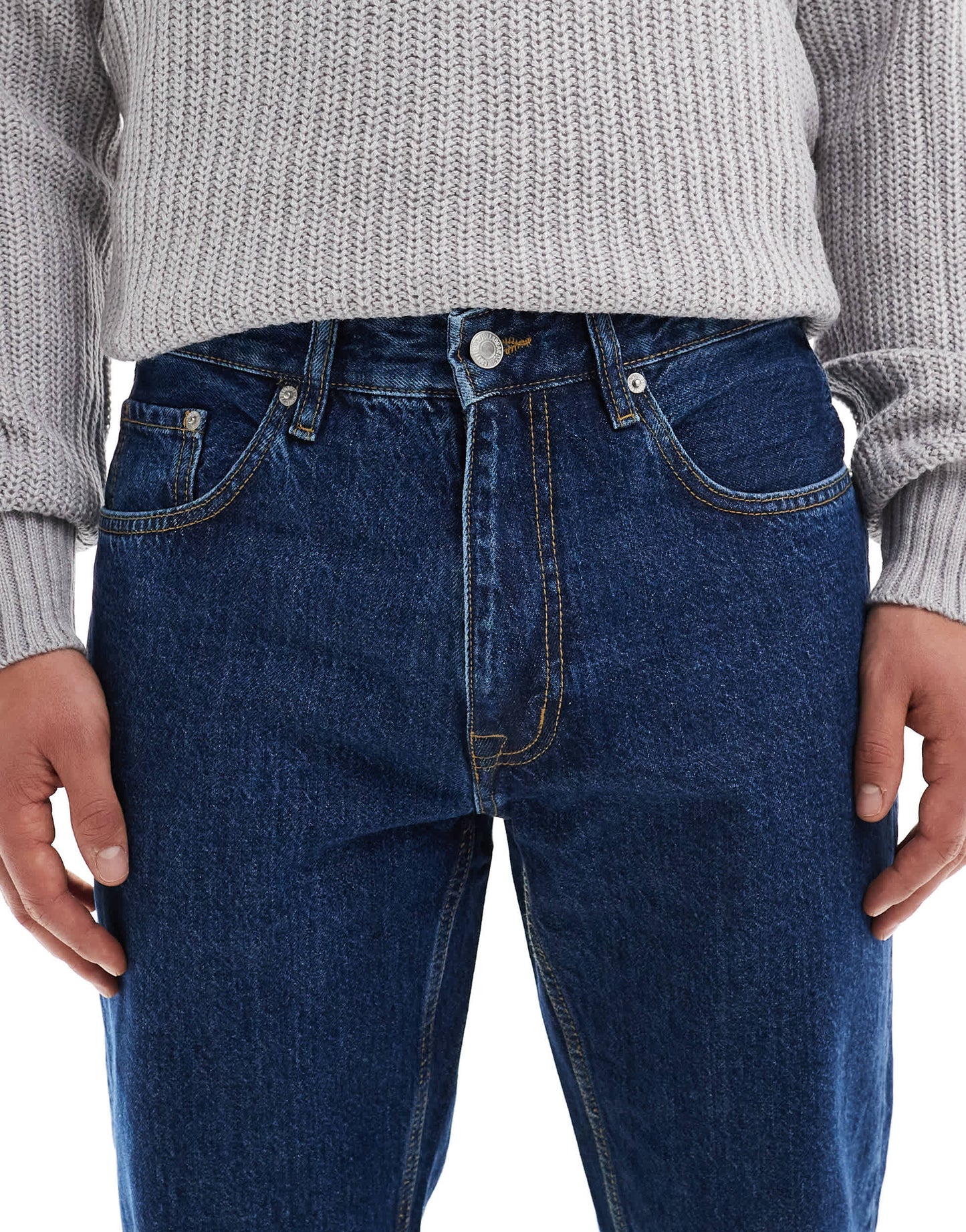 Pull&Bear standard fit rinse wash jean in dark blue