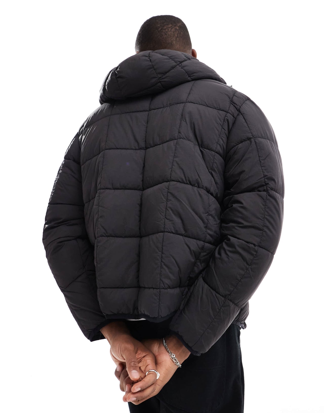 Pull&Bear lightweight puffer jacket with hood in black