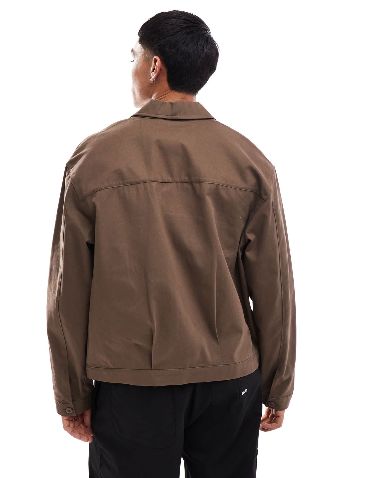 Pull&Bear boxy fit long sleeve shirt in khaki