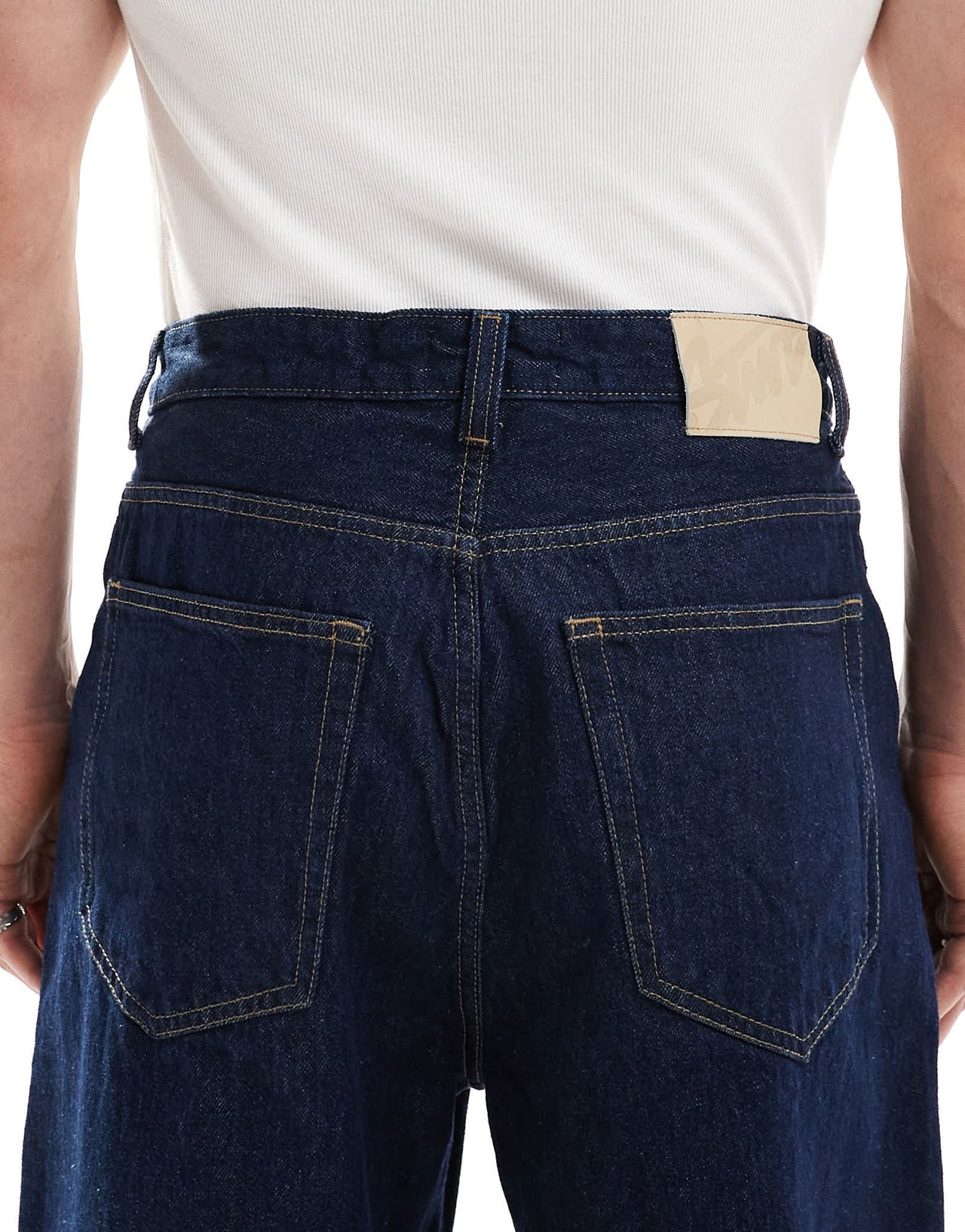Pull&Bear baggy loose fit rinse wash jean in dark blue