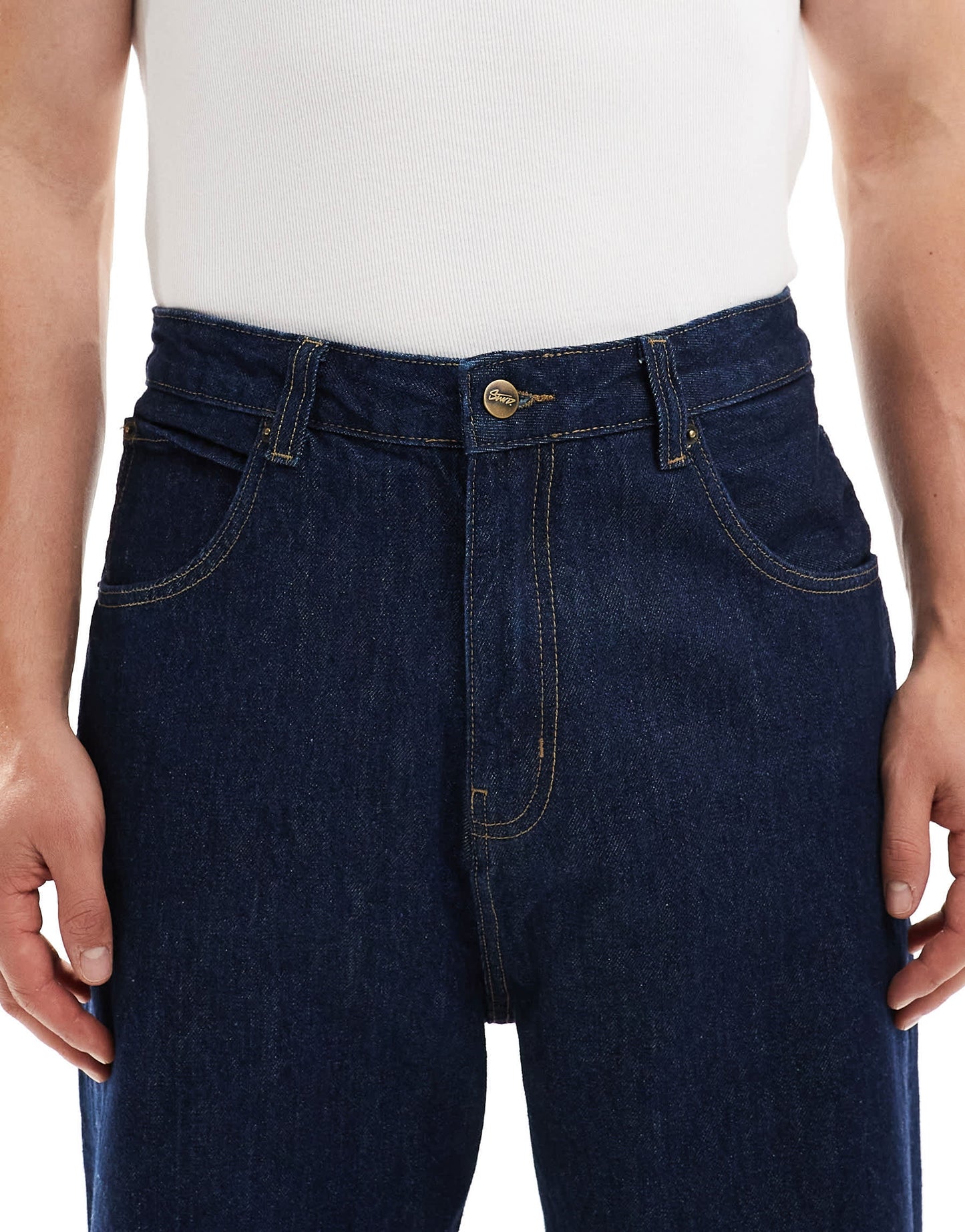 Pull&Bear baggy loose fit rinse wash jean in dark blue