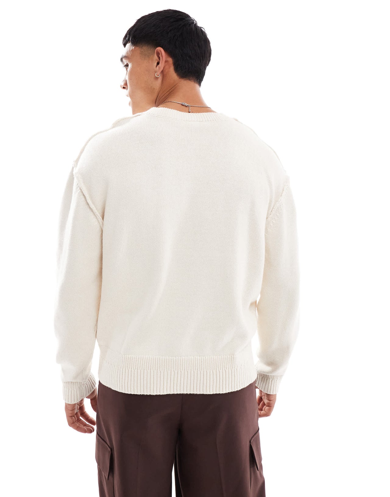 Pull&Bear raw seam knitted jumper in ecru