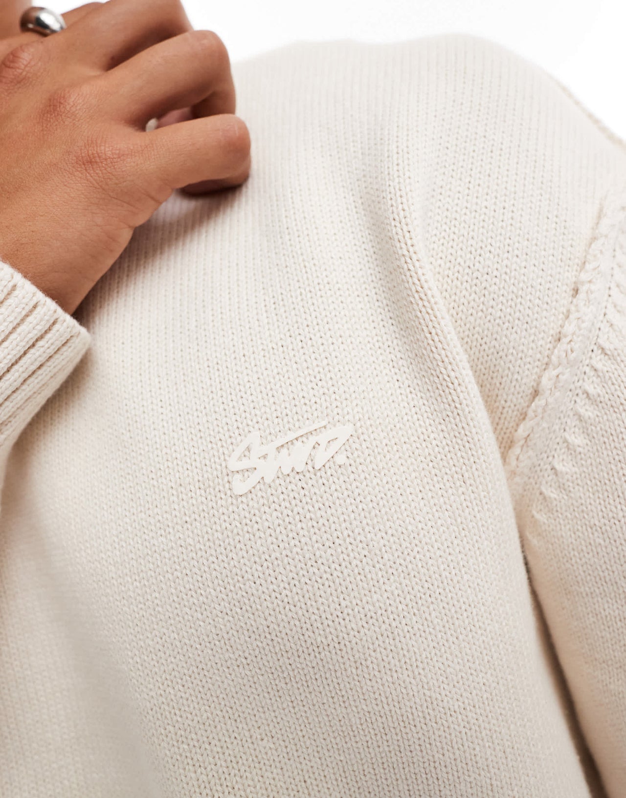 Pull&Bear raw seam knitted jumper in ecru