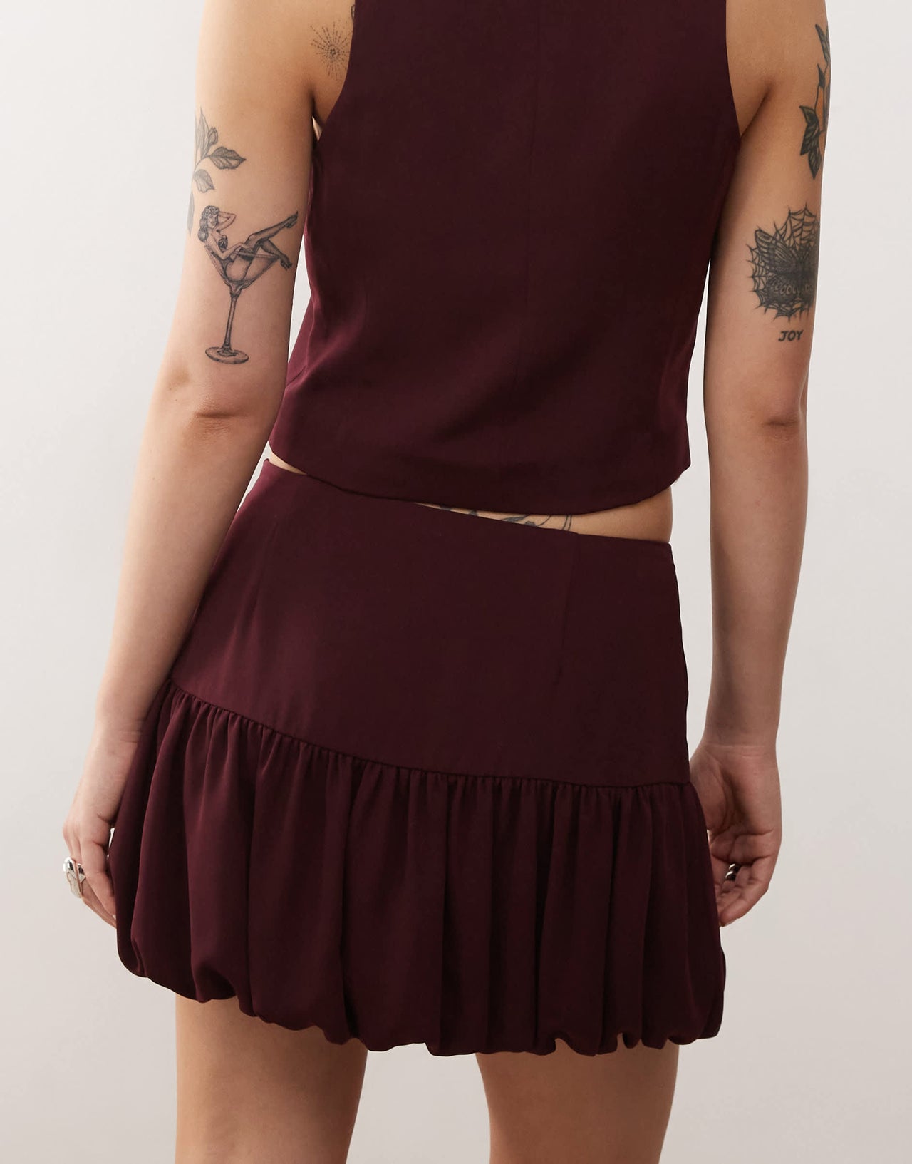 COLLUSION tailored bubble mini skirt co-ord in wine