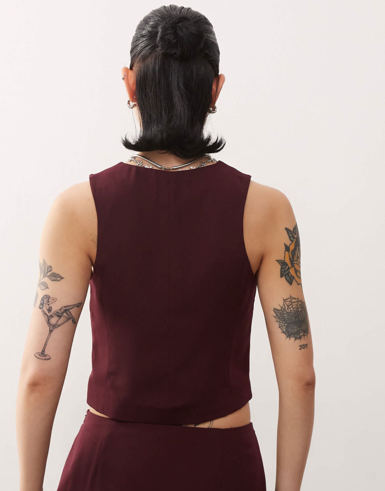 COLLUSION fitted waistcoat co-ord in wine