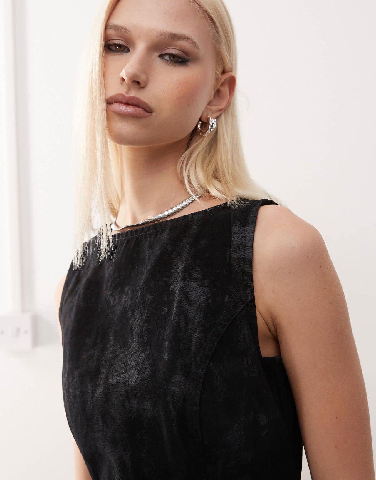 COLLUSION flocked denim midi dress in camo print