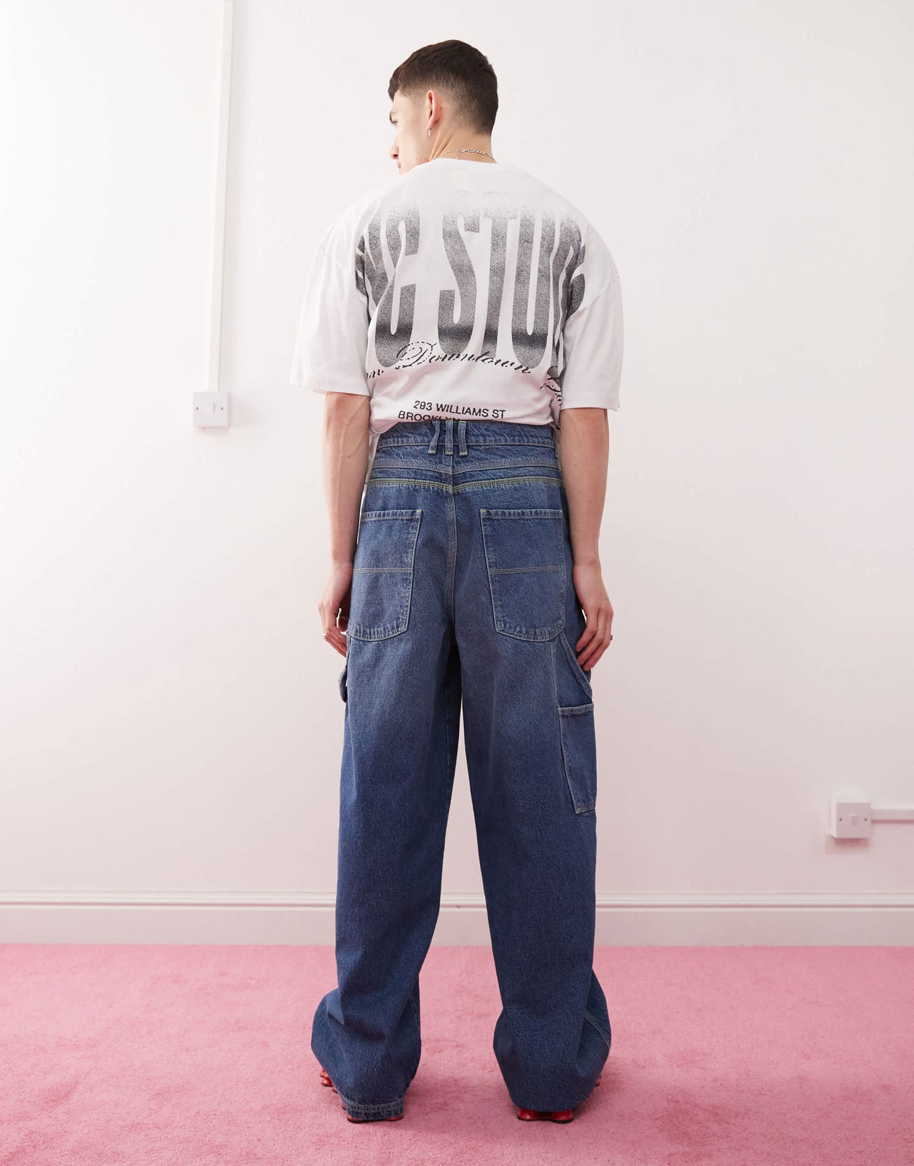 COLLUSION X008 unisex skater jeans in midwash - MBLUE