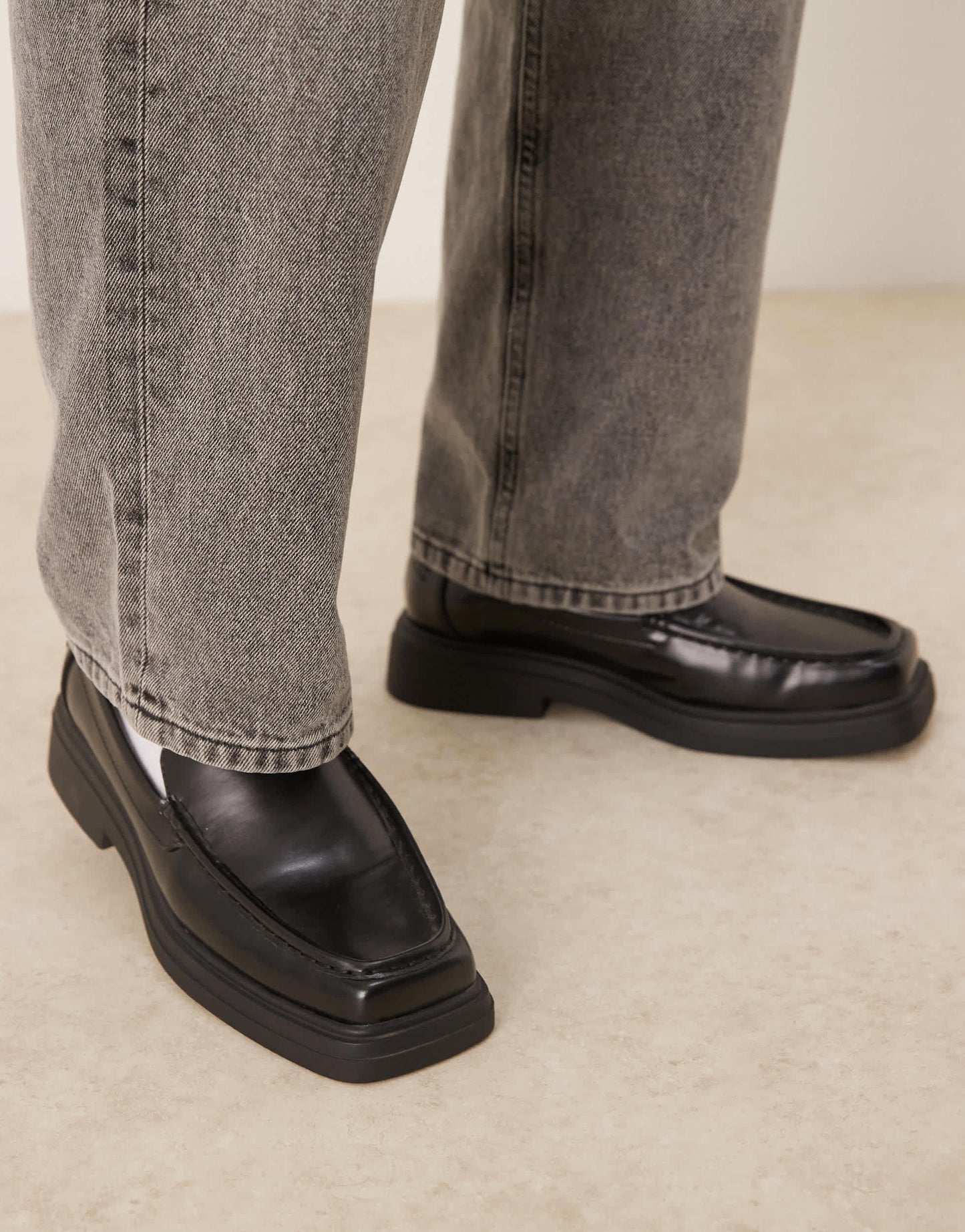 ASOS DESIGN loafers with square toe in black