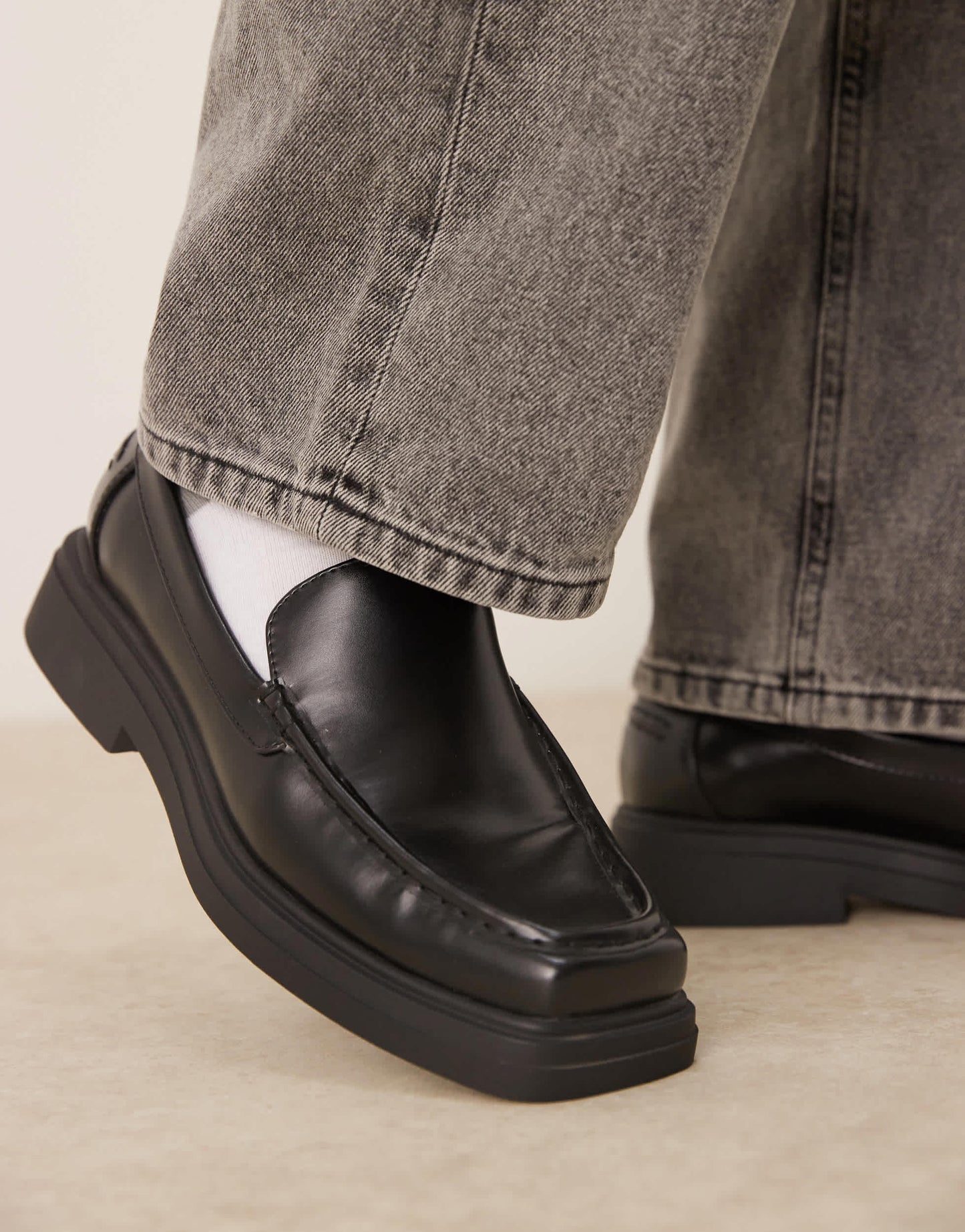 ASOS DESIGN loafers with square toe in black