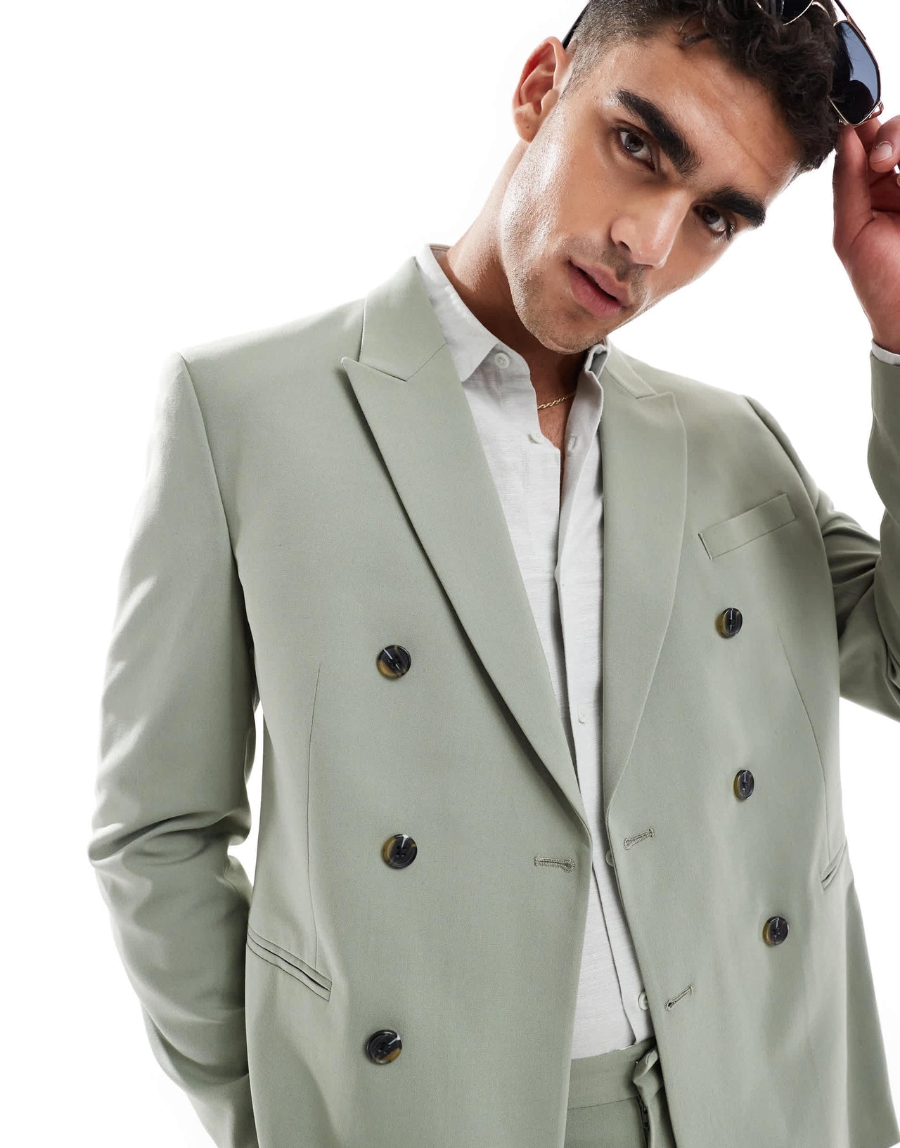ASOS DESIGN double breasted regular suit jacket in sage green