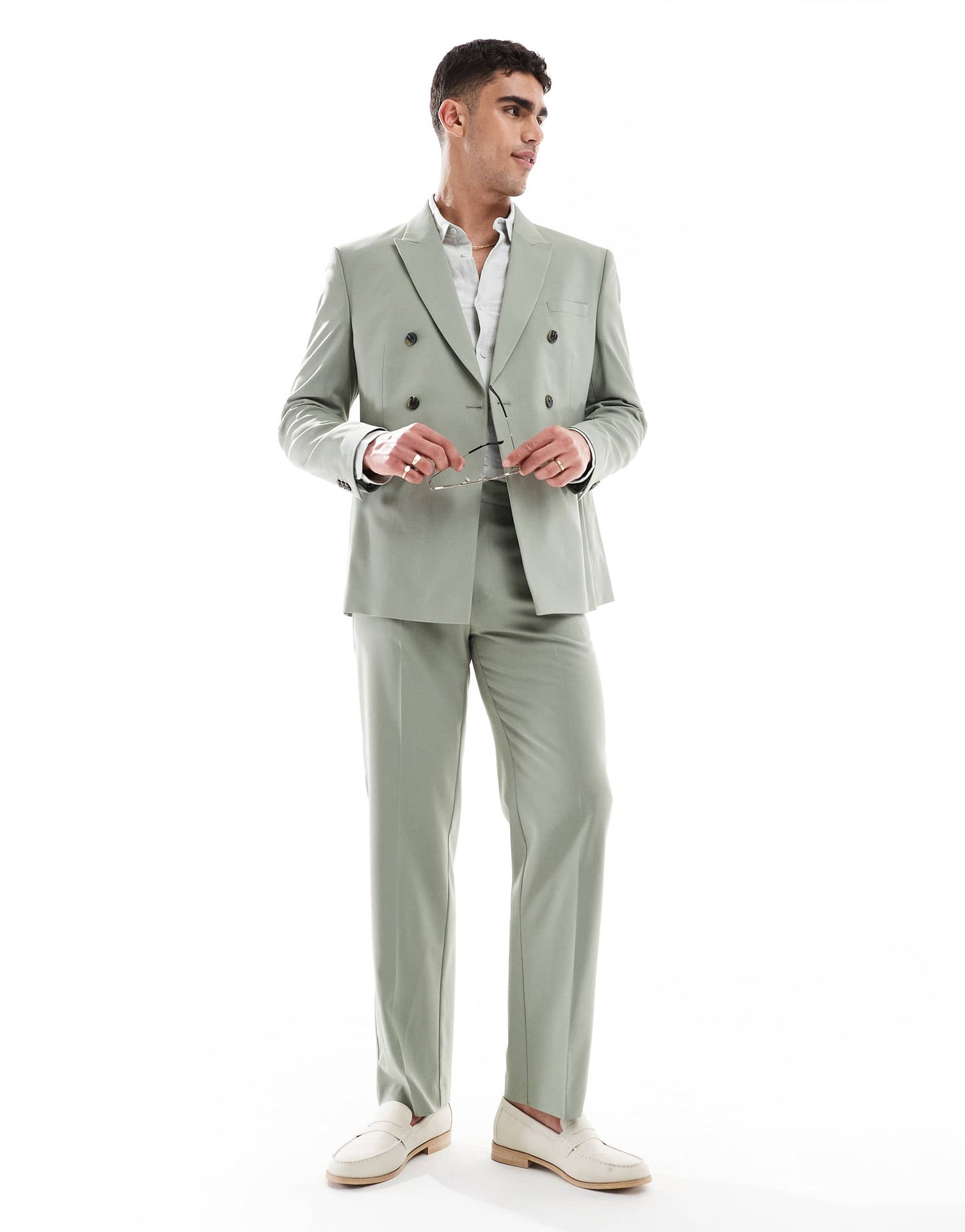 ASOS DESIGN double breasted regular suit jacket in sage green