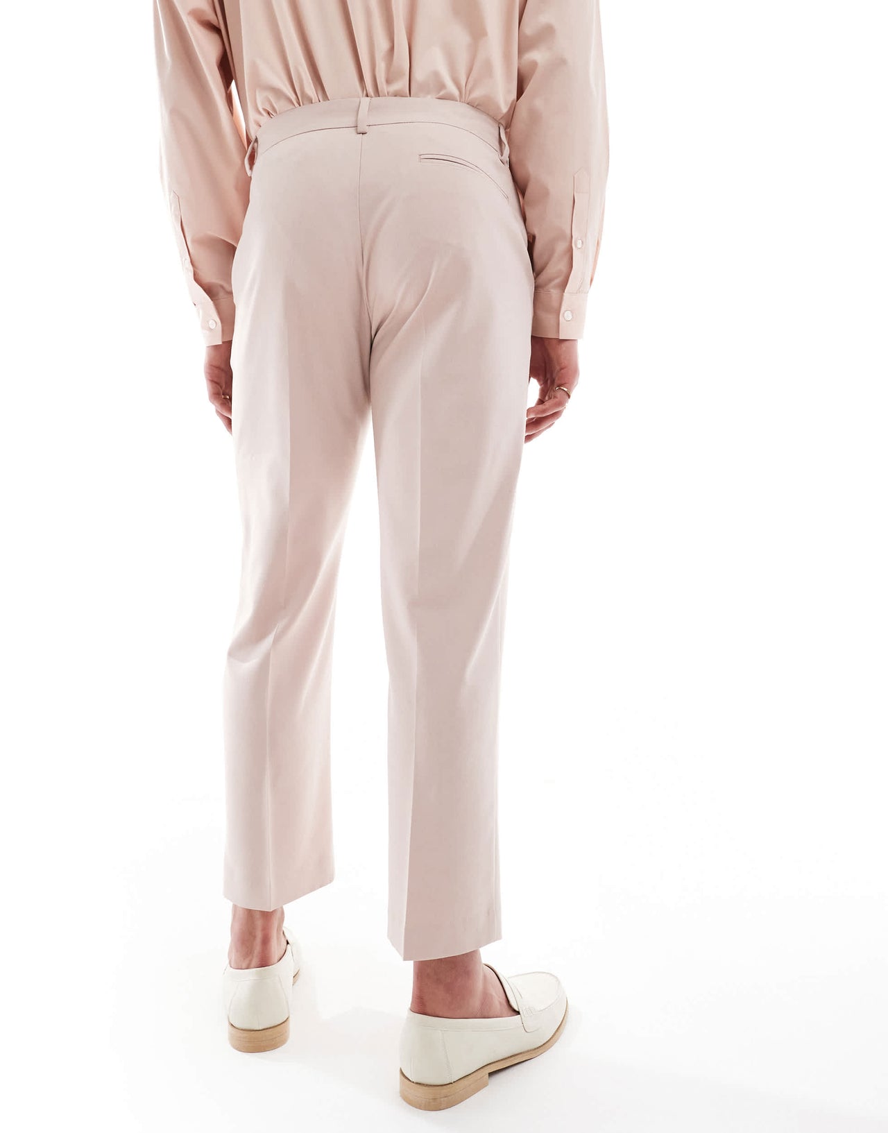 ASOS DESIGN straight cropped length suit trousers in dusty pink