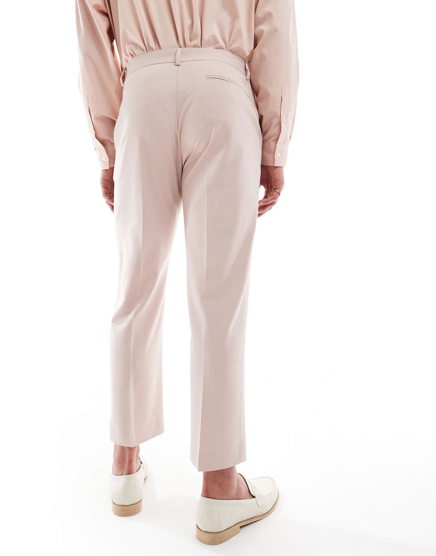ASOS DESIGN straight cropped length suit trousers in dusty pink