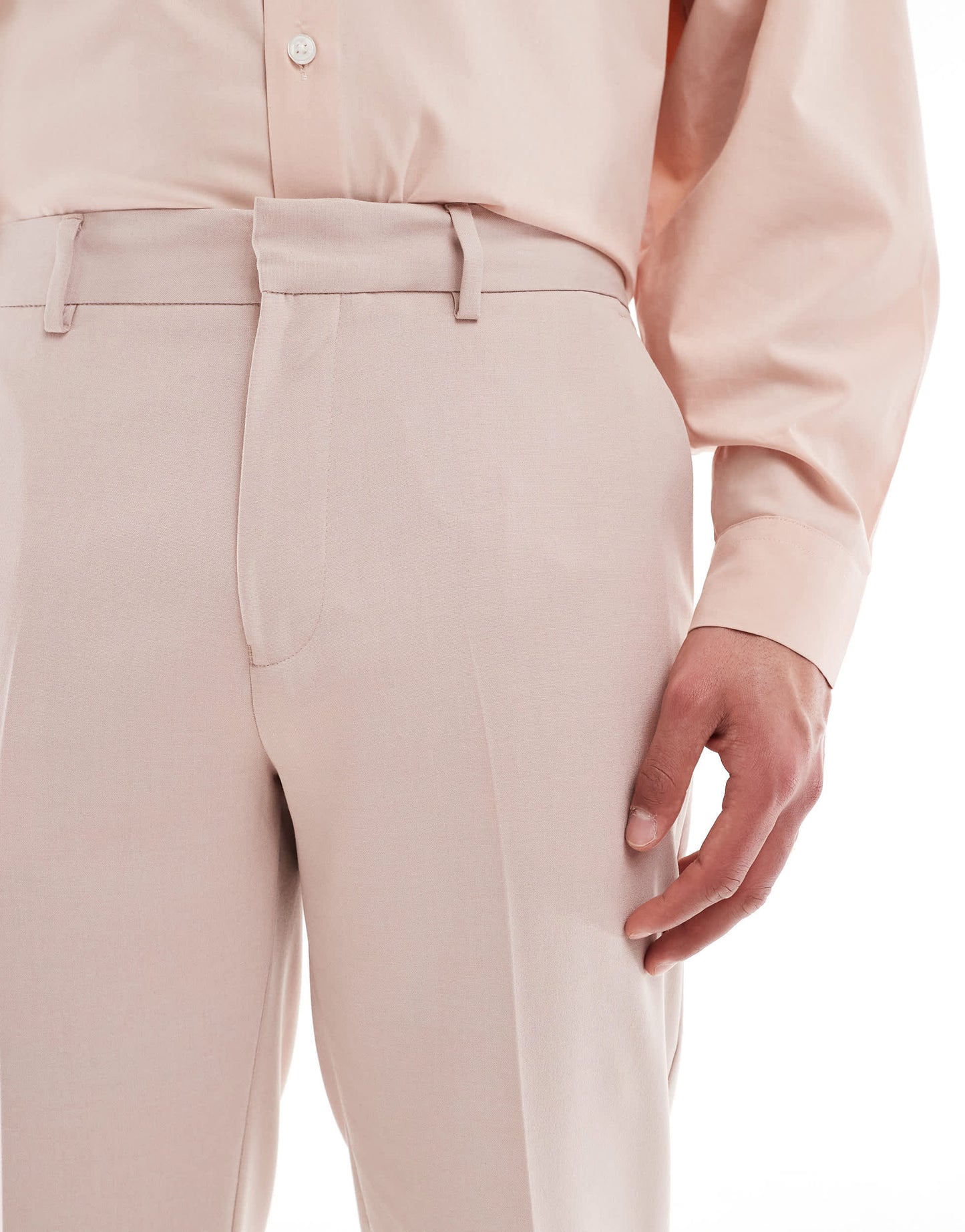 ASOS DESIGN straight cropped length suit trousers in dusty pink