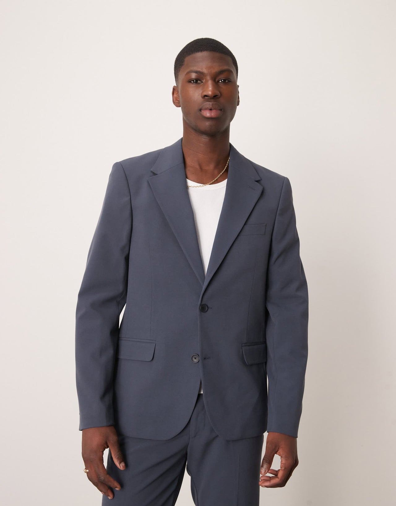 ASOS DESIGN four way stretch skinny fit suit jacket in navy