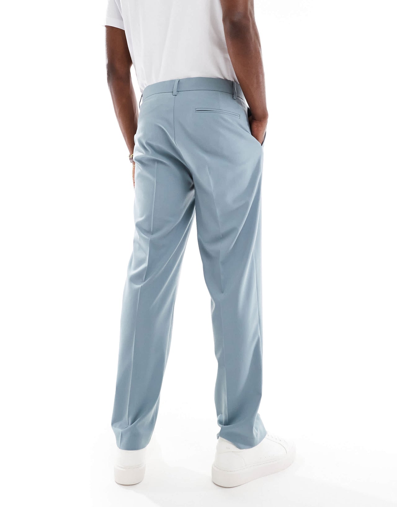 ASOS DESIGN straight suit trousers in light blue