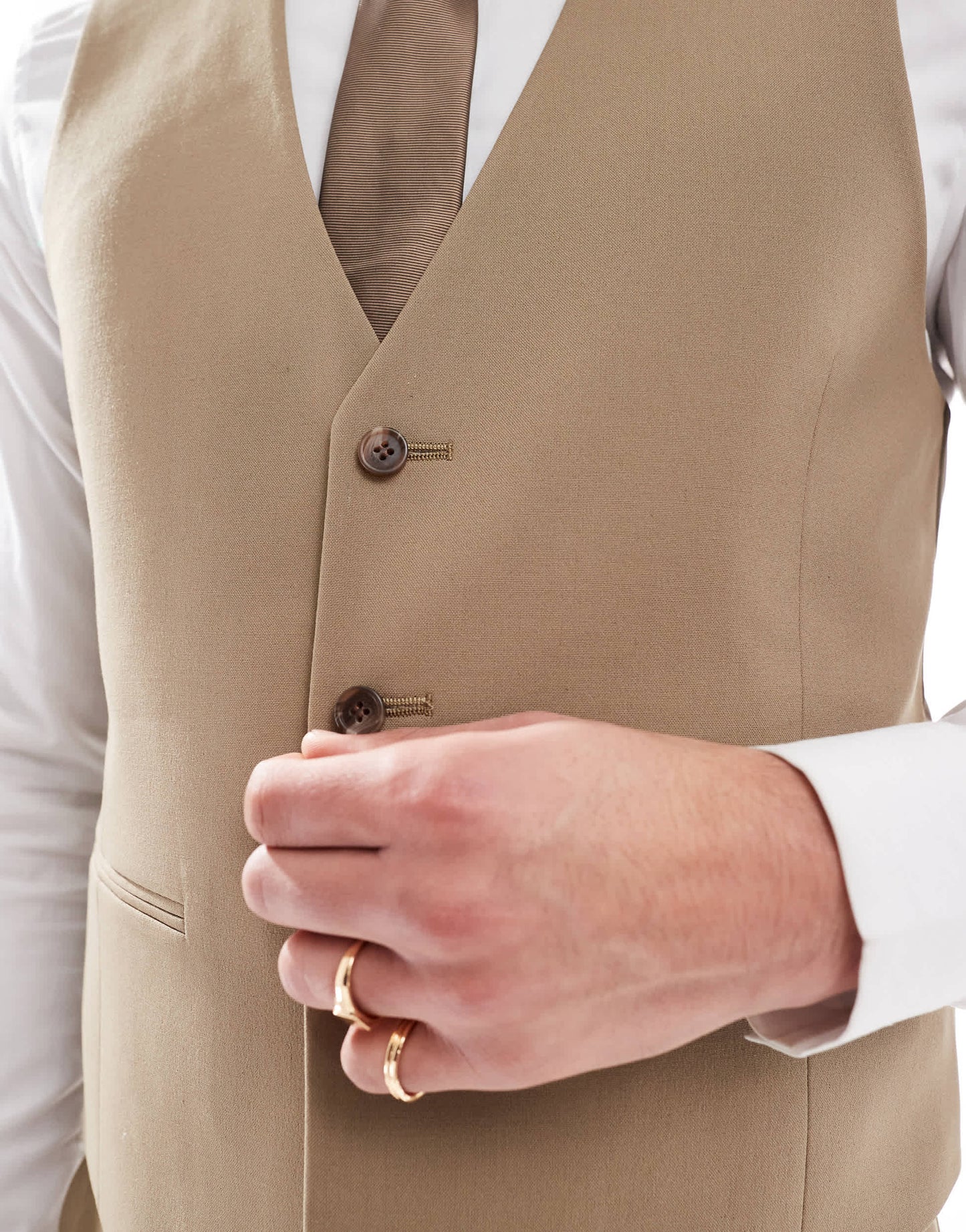 ASOS DESIGN slim suit waistcoat in dark stone