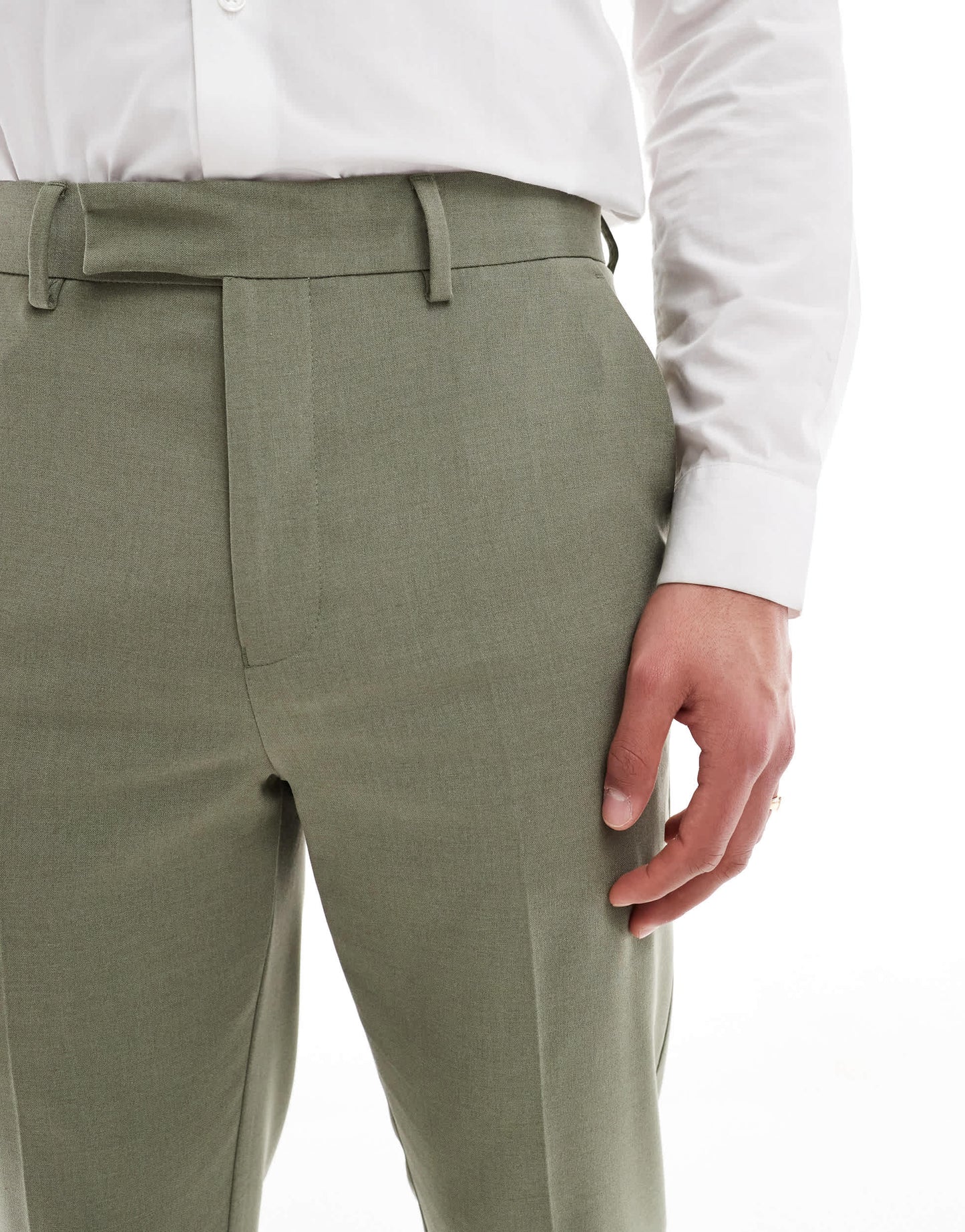 ASOS DESIGN tapered suit trousers in olive green