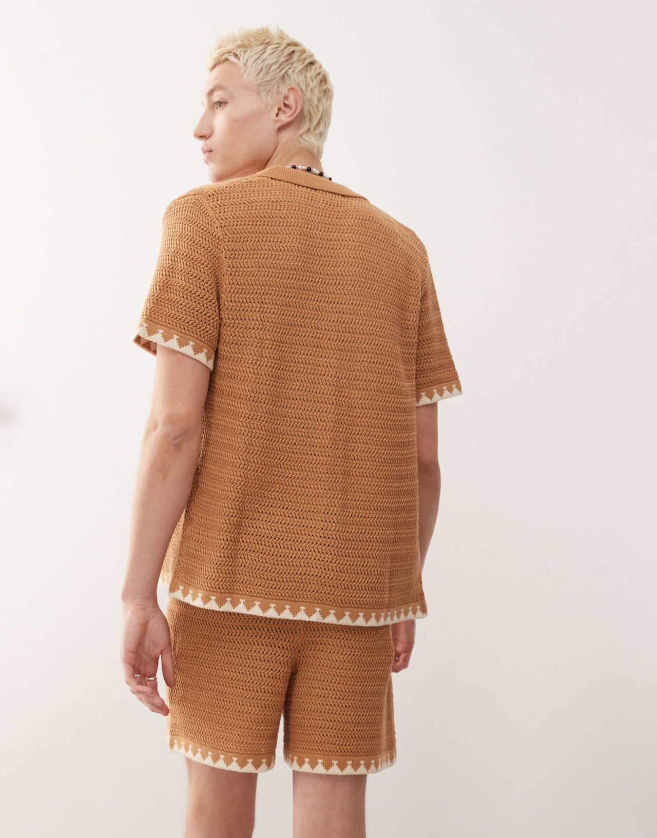 Reclaimed Vintage unisex knitted short festival co-ord in rust