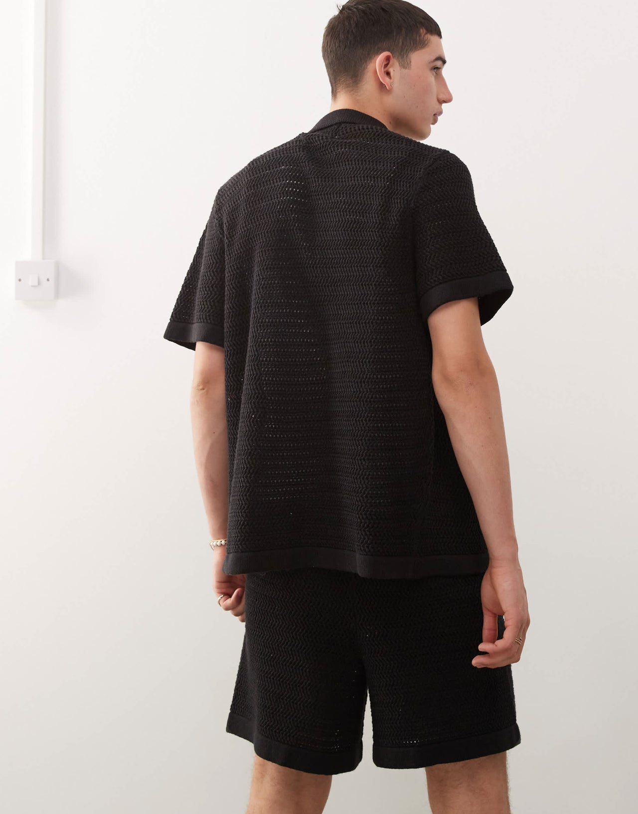 Reclaimed Vintage unisex crochet short co-ord in black