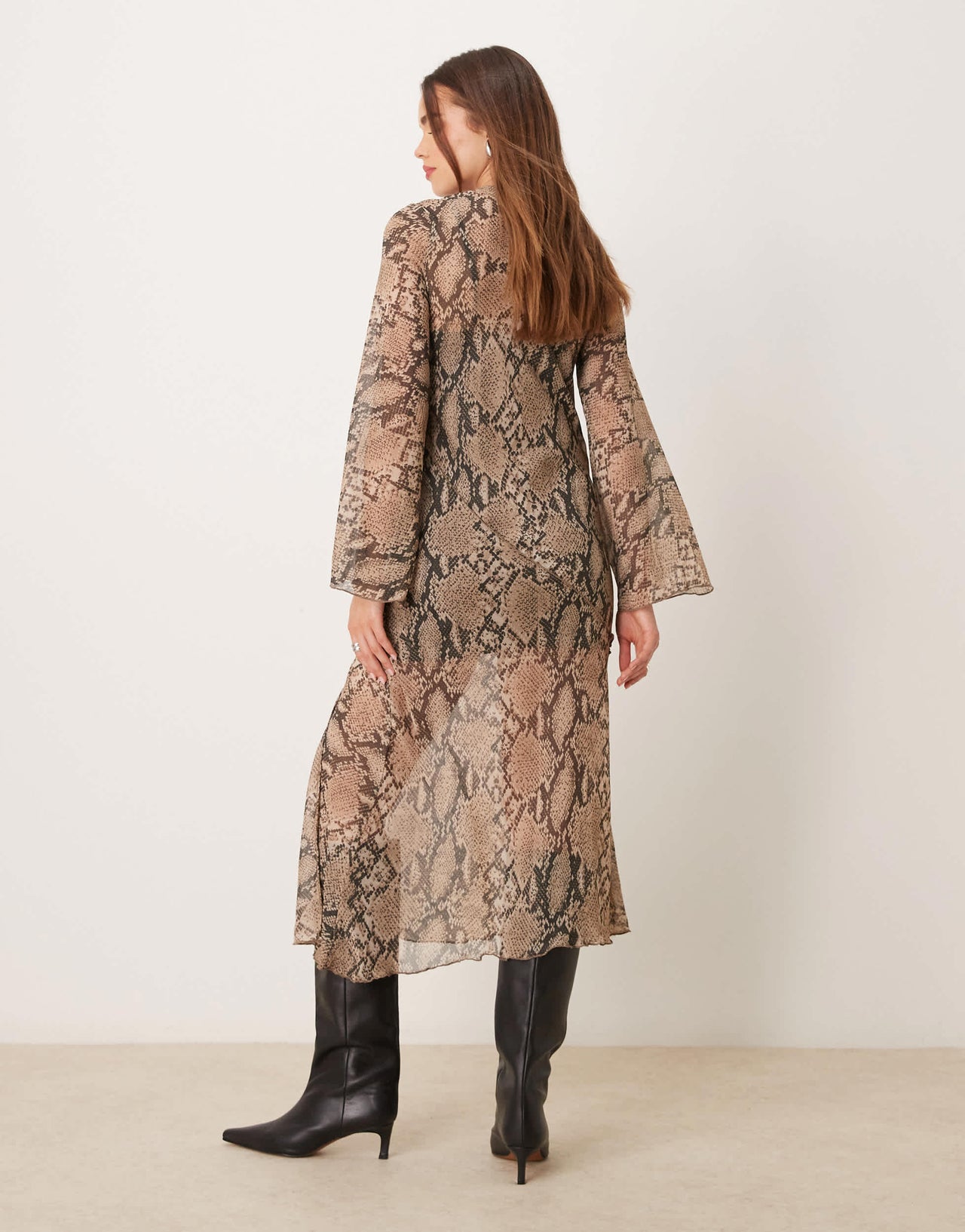 New Look chiffon midi dress in snake pattern