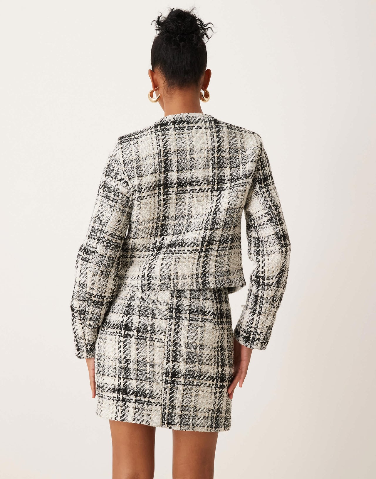 New Look boucle mini skirt co-ord in white check