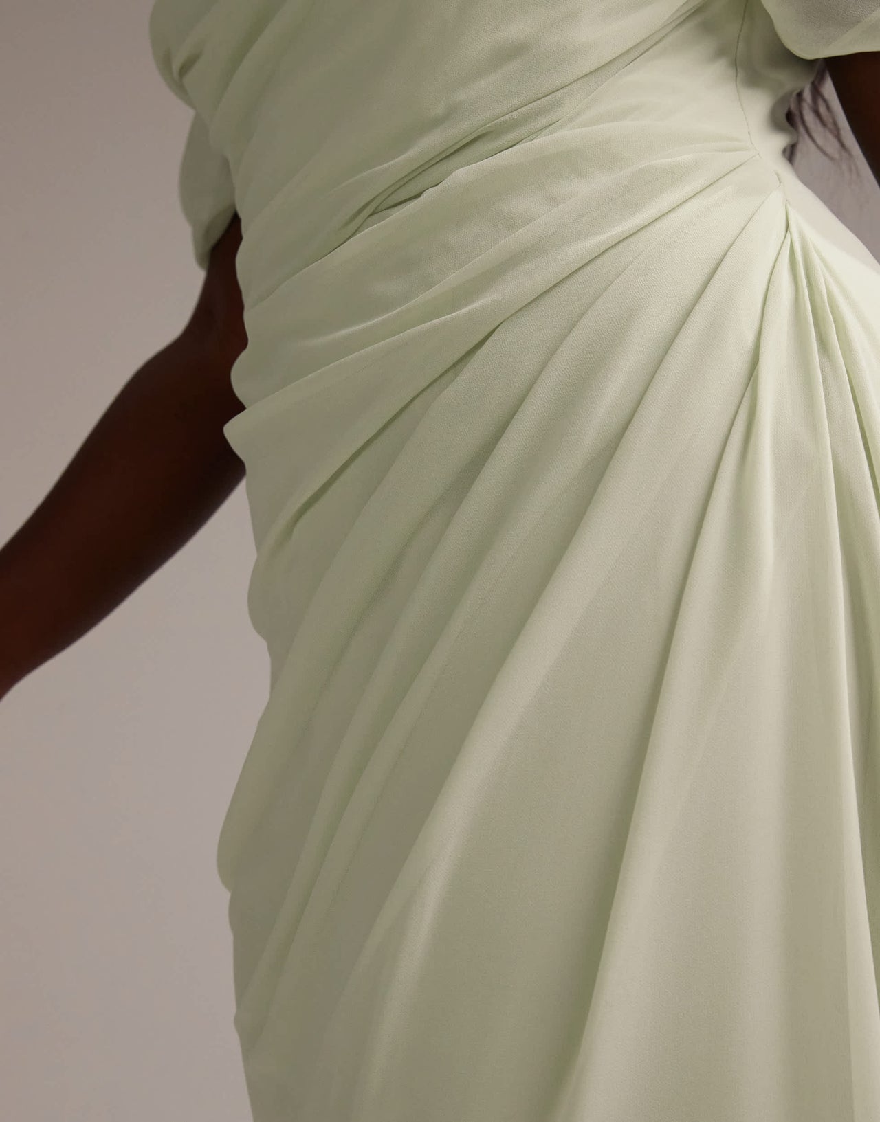 ASOS DESIGN Curve Bridesmaids draped bardot midaxi dress in light green