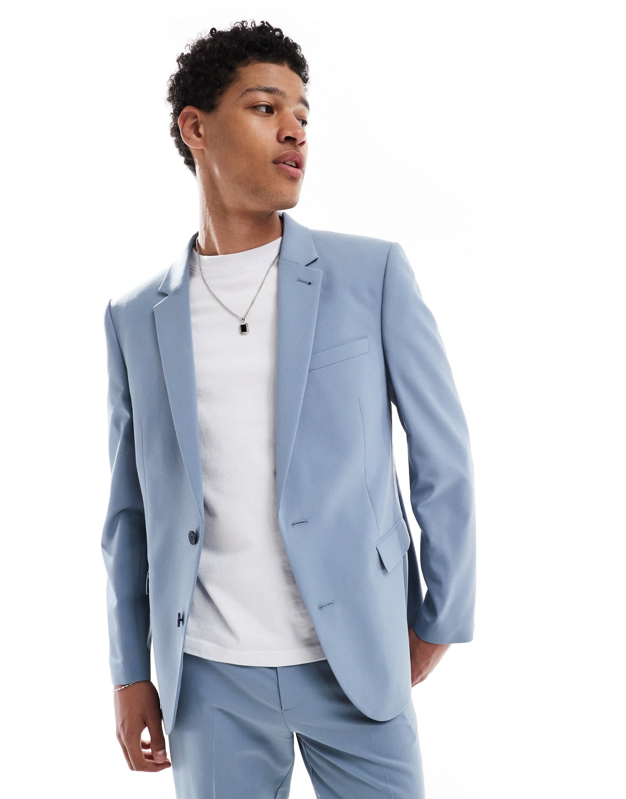 ASOS DESIGN slim suit jacket in light blue
