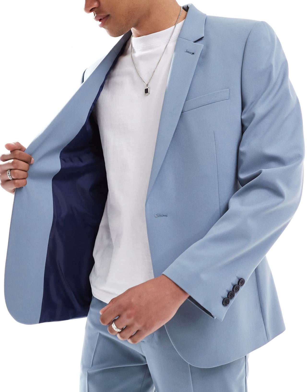 ASOS DESIGN slim suit jacket in light blue