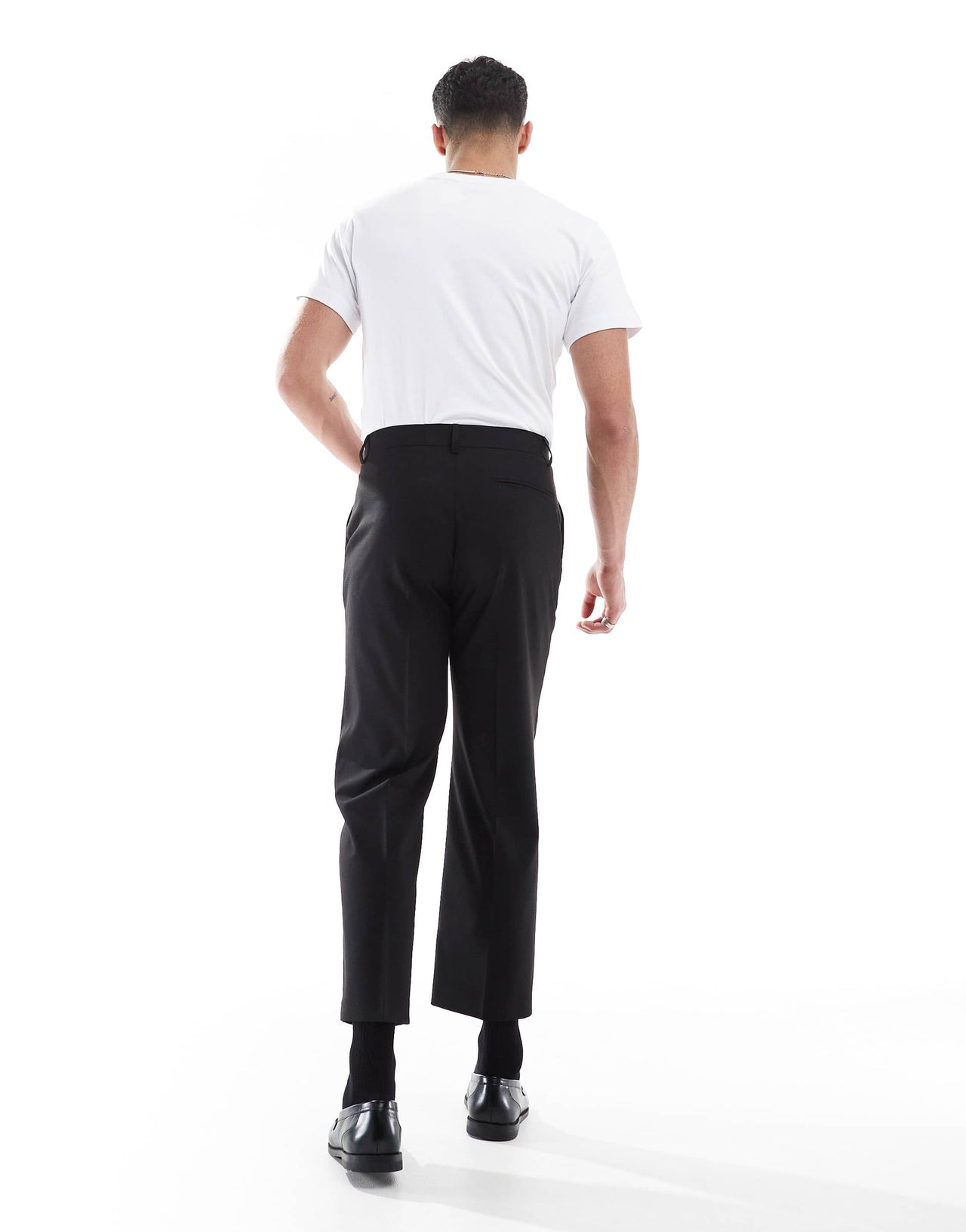 ASOS DESIGN straight cropped length suit trousers in black
