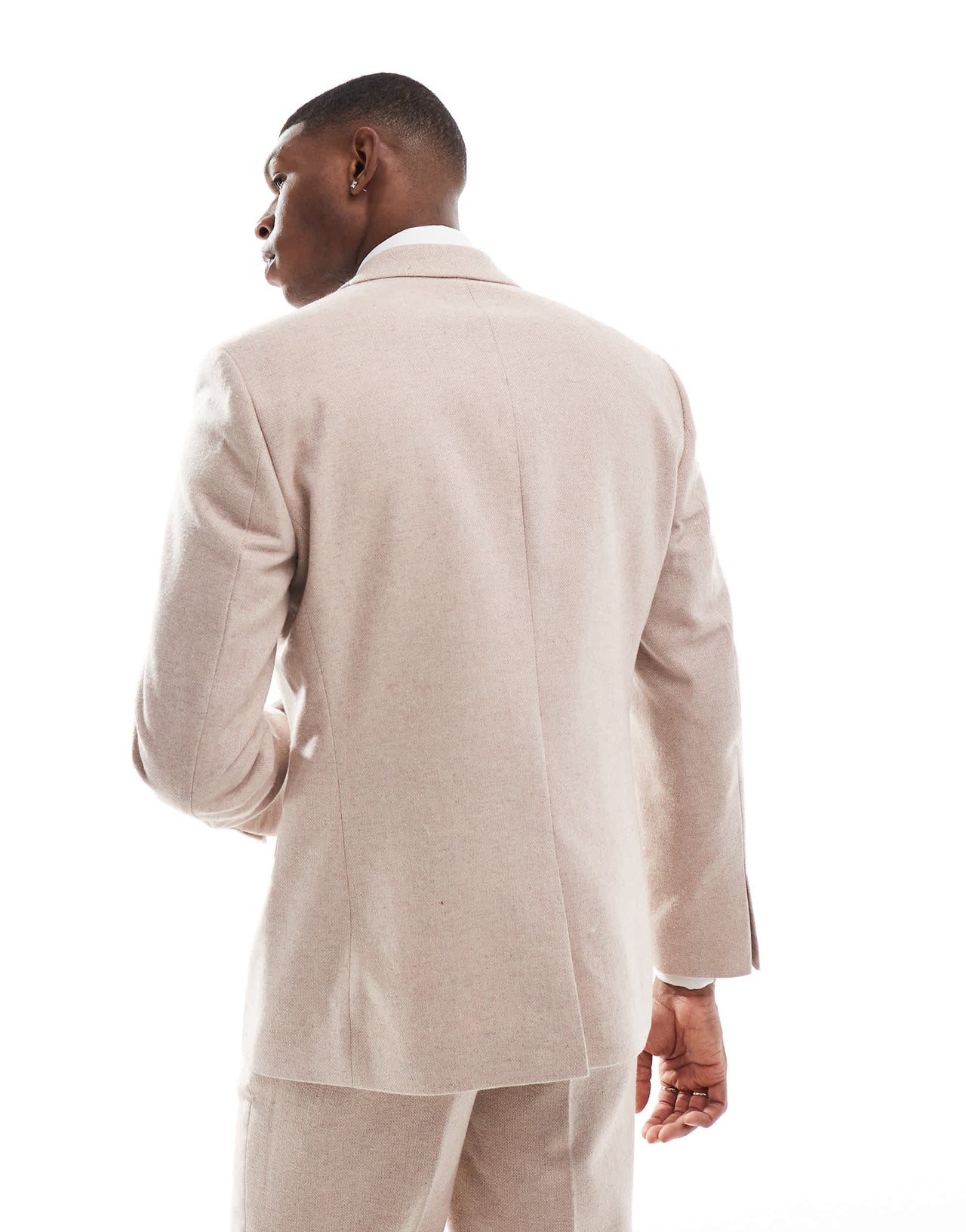 ASOS DESIGN slim fit wool mix suit jacket in light pink tweed
