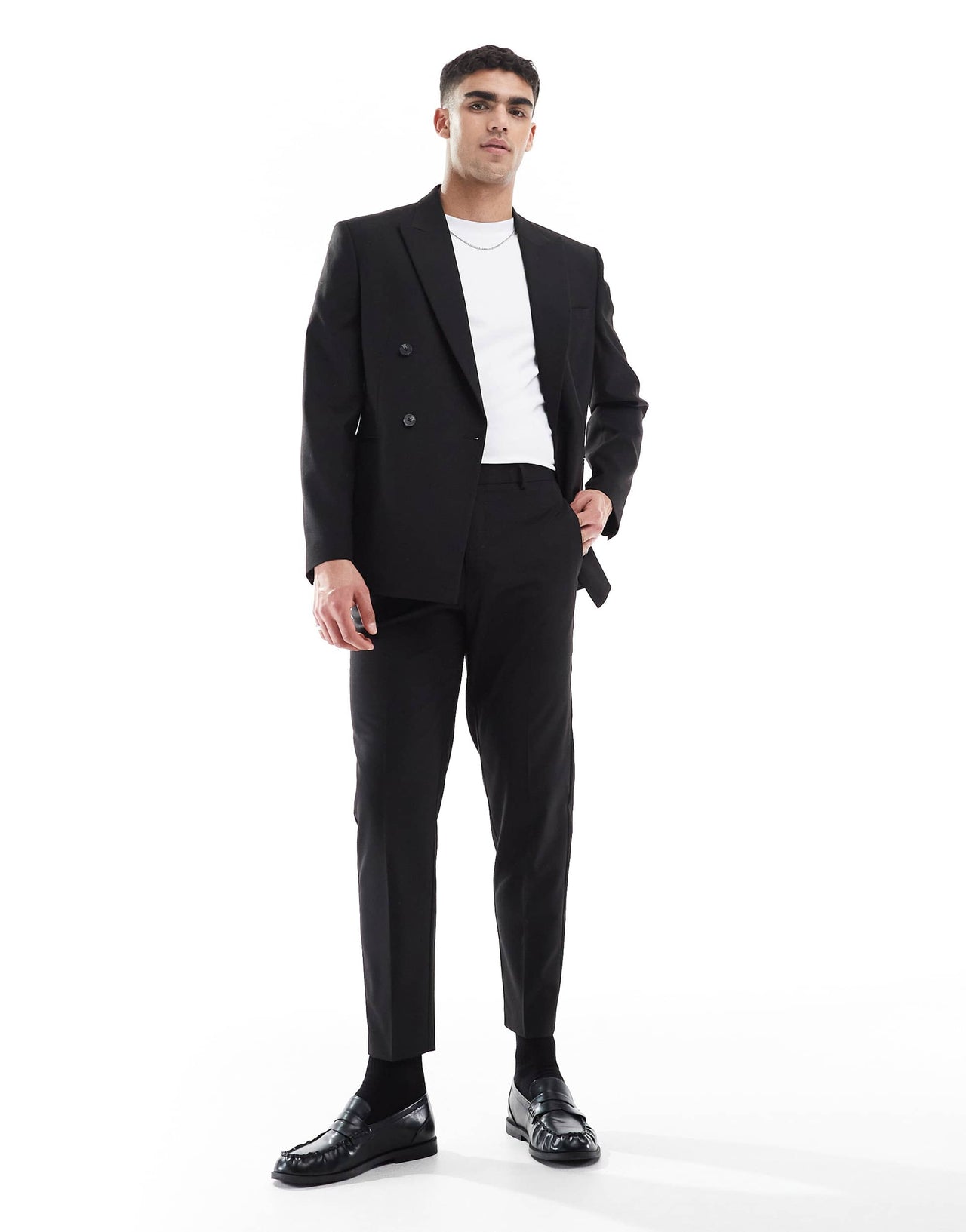 ASOS DESIGN tapered suit trousers in black