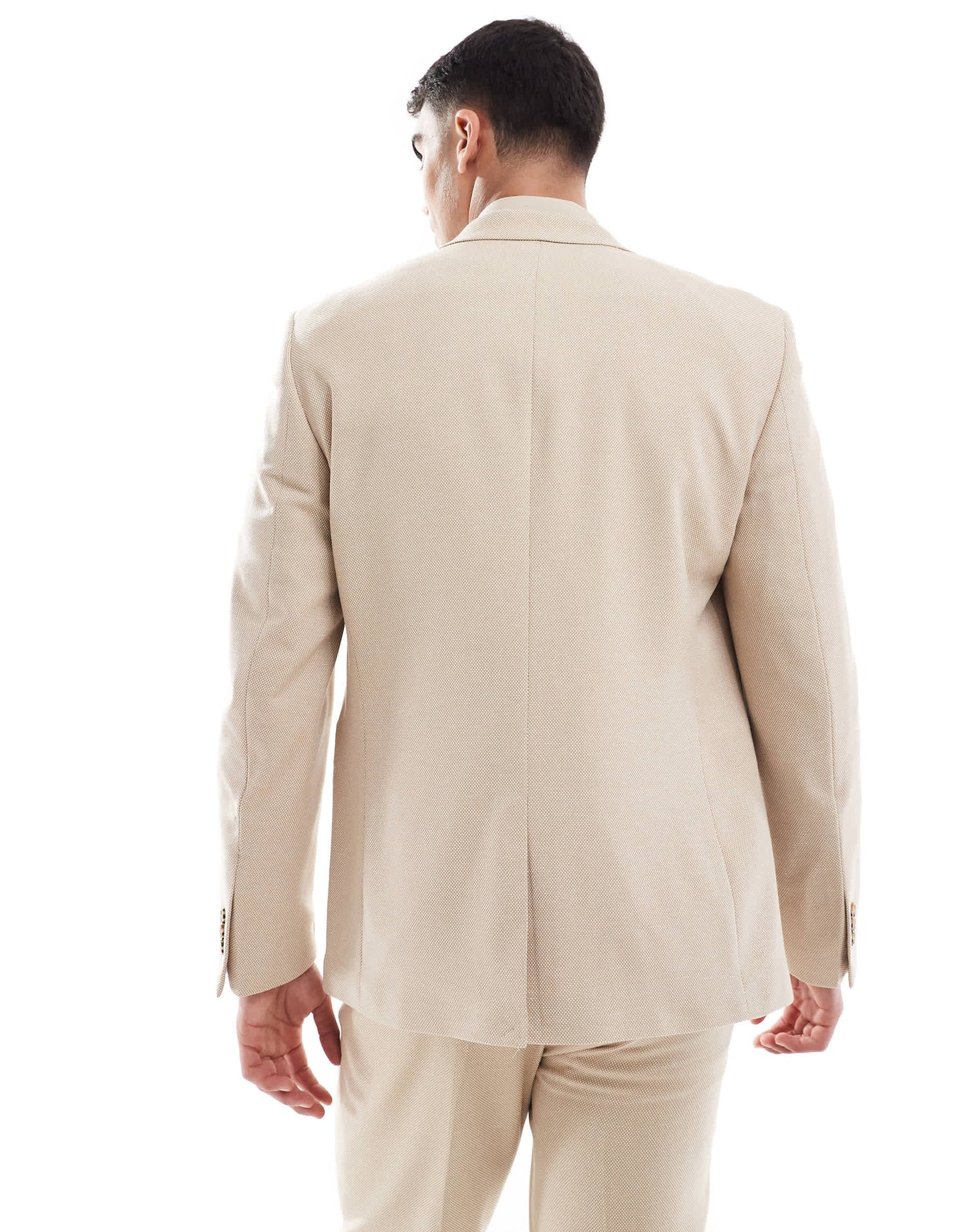 ASOS DESIGN slim suit jacket in textured stone fabric