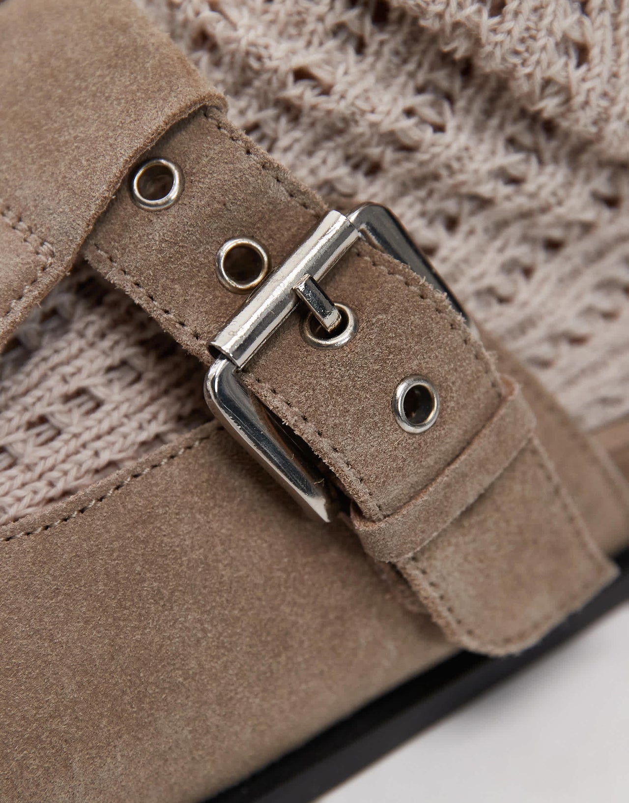 Topshop Annie real leather buckle clog in taupe suede