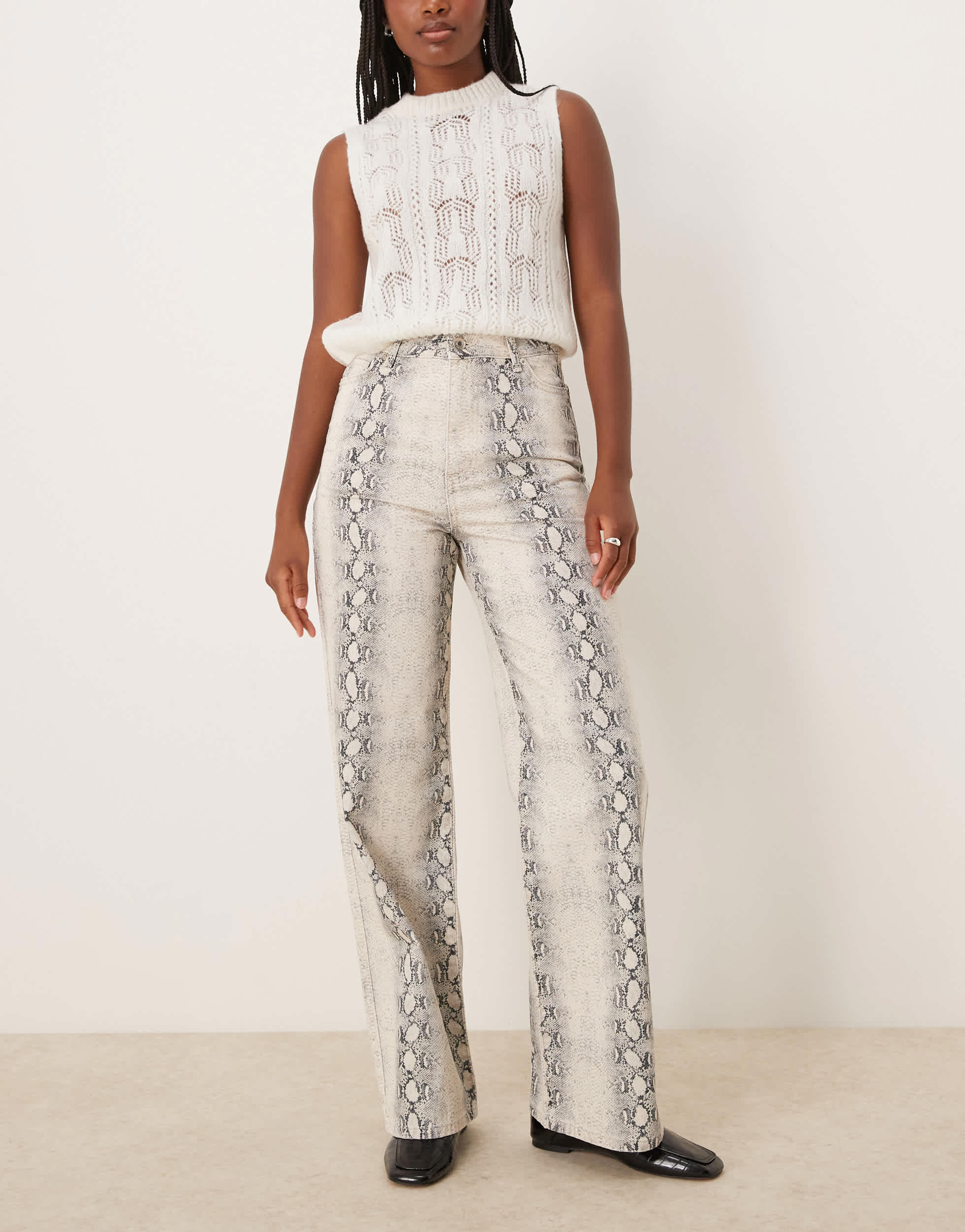 New Look wide leg jeans in snake print