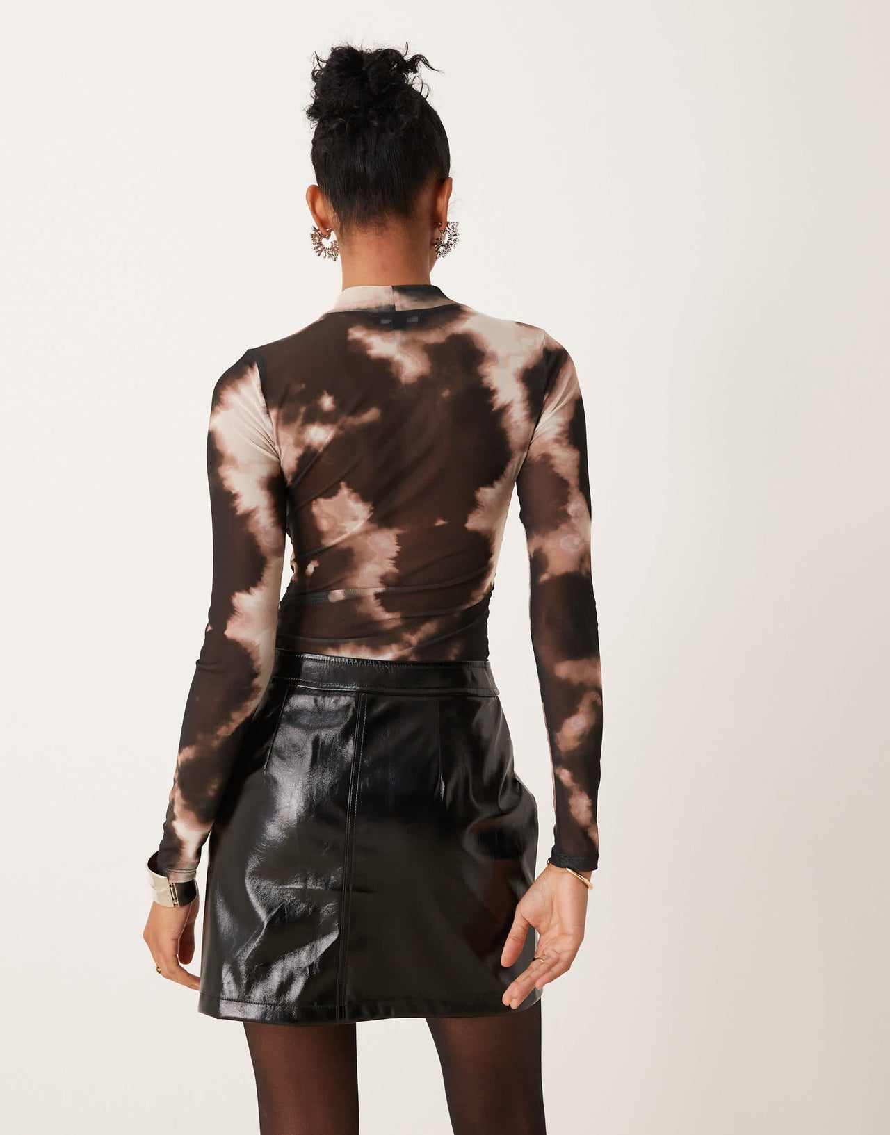 New Look a-line vinyl mini skirt in black