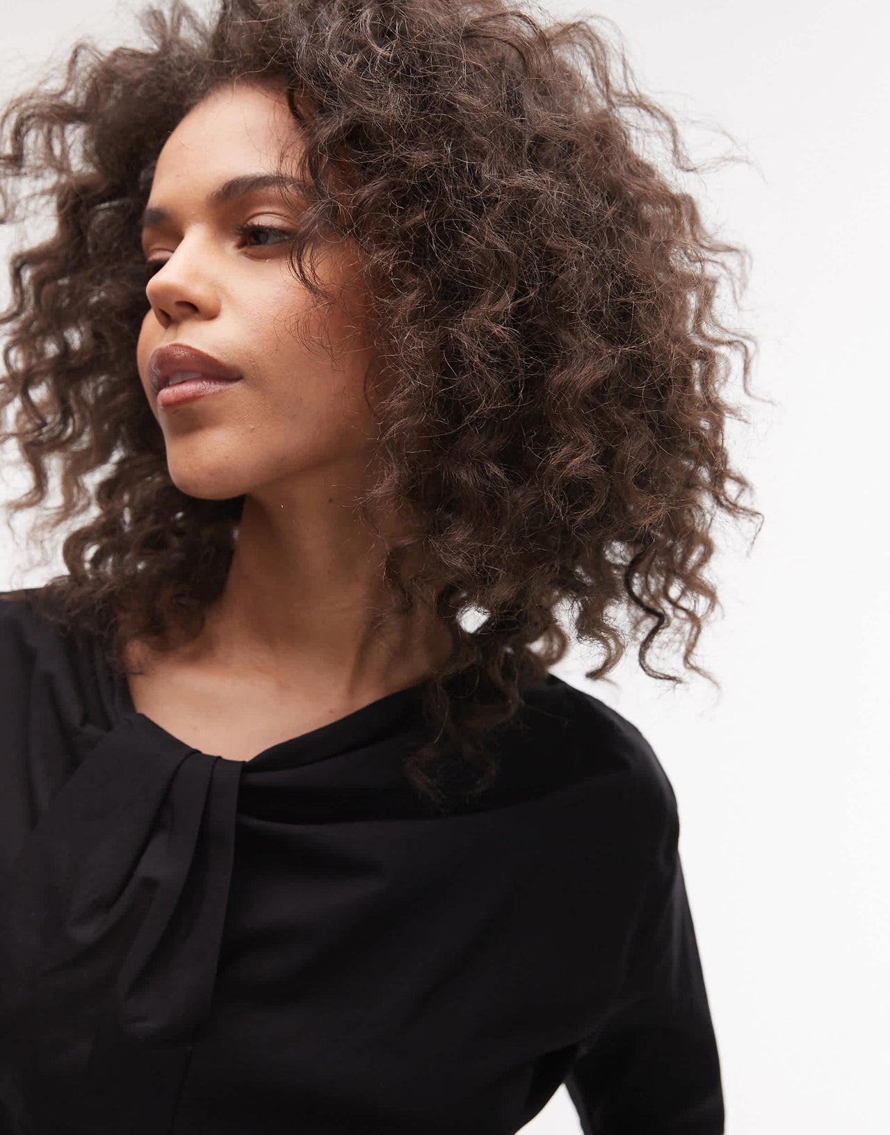 Topshop poplin twist front top in black