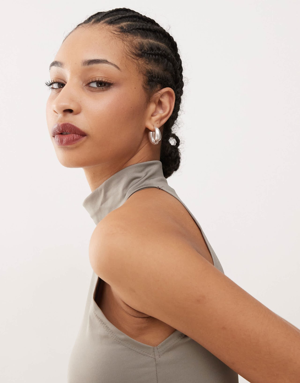 Weekday Fabie halter neck top in mole