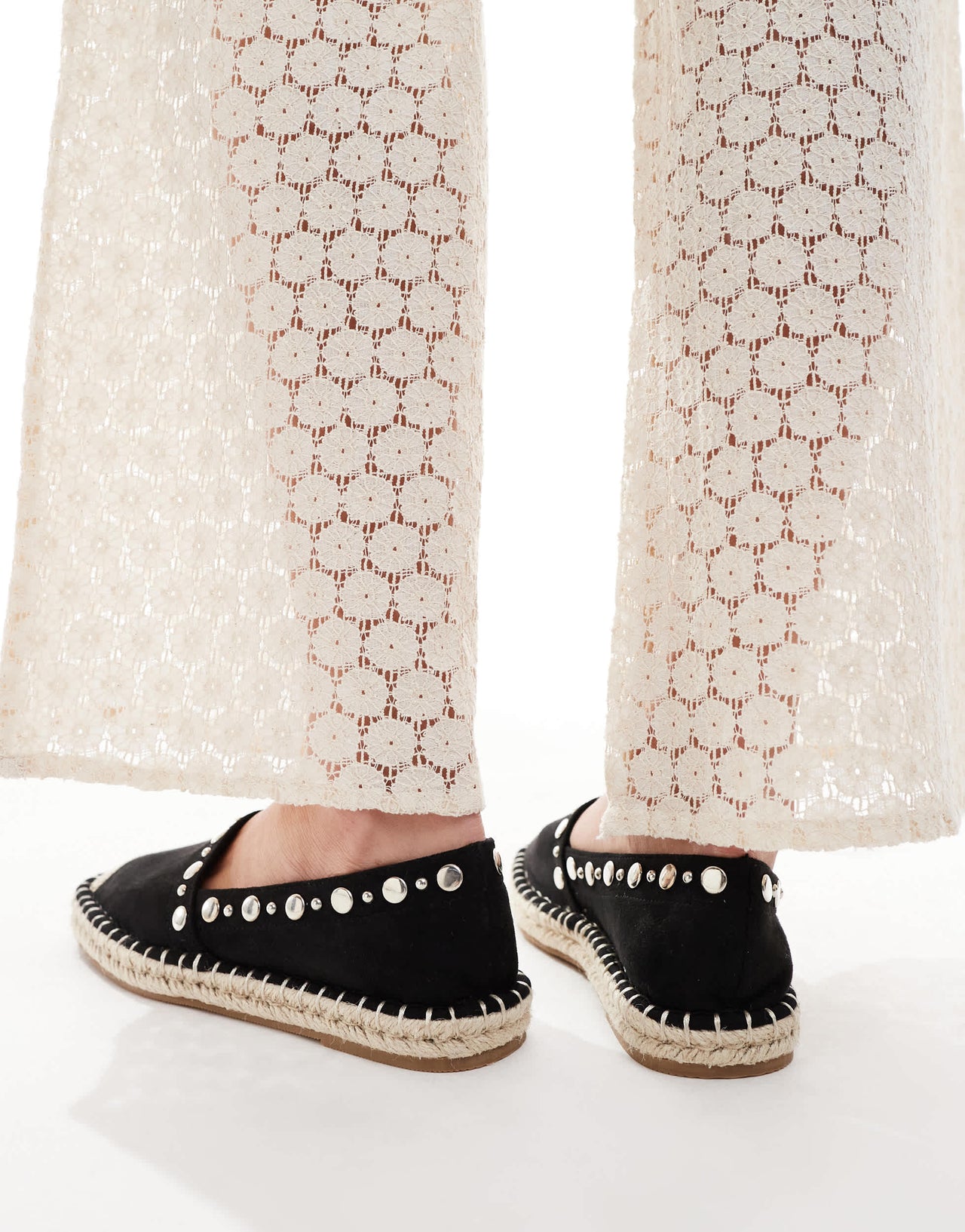 ASOS DESIGN Jeanie closed toe studded espadrilles in black