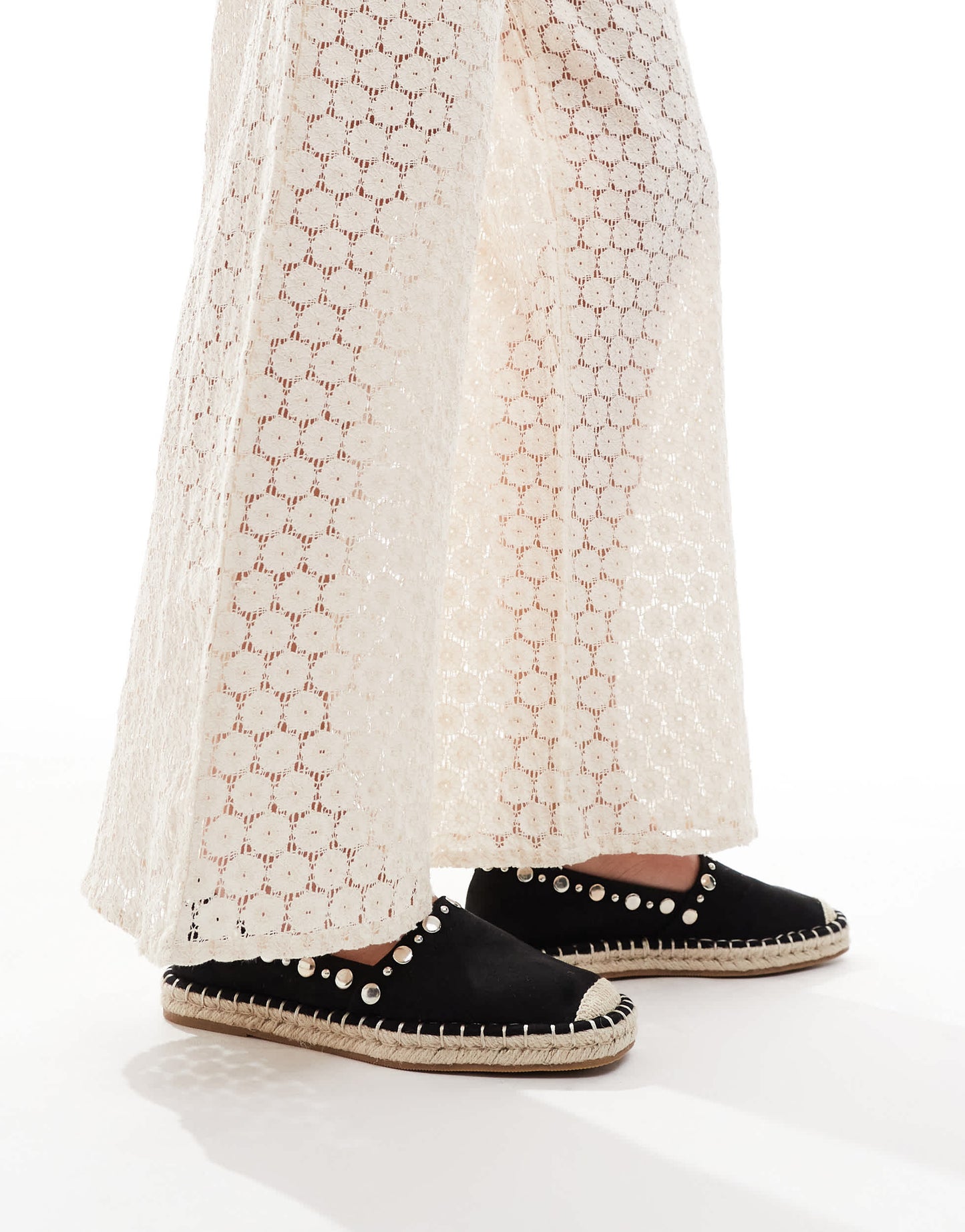 ASOS DESIGN Jeanie closed toe studded espadrilles in black