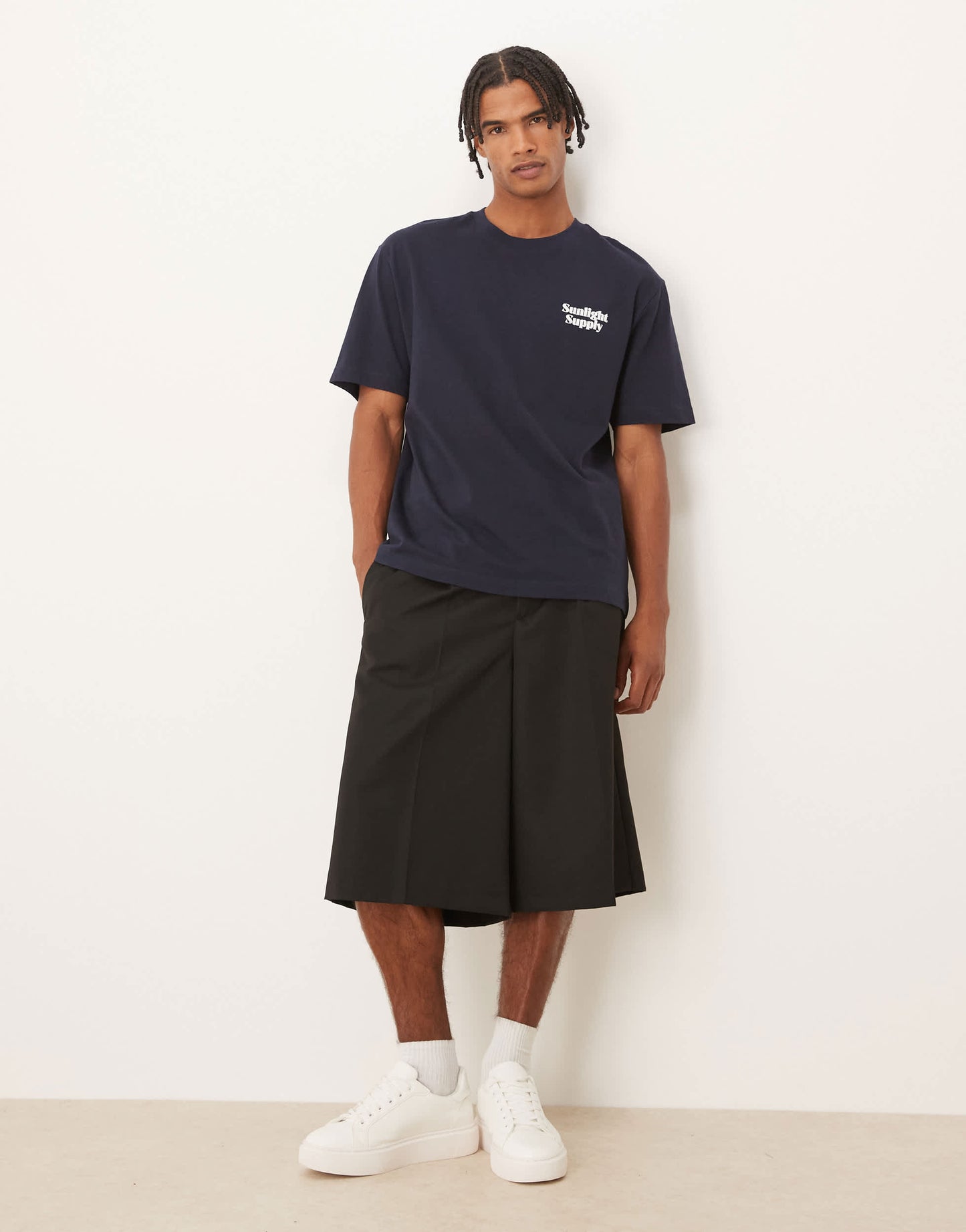 ASOS DESIGN smart oversized bermuda shorts with front pleat in black