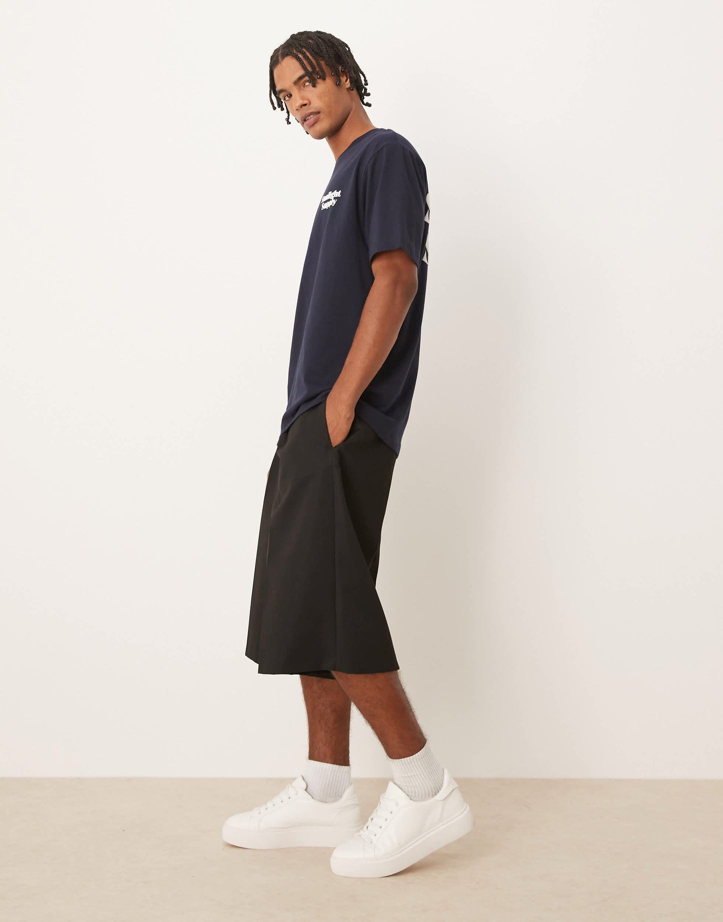 ASOS DESIGN smart oversized bermuda shorts with front pleat in black