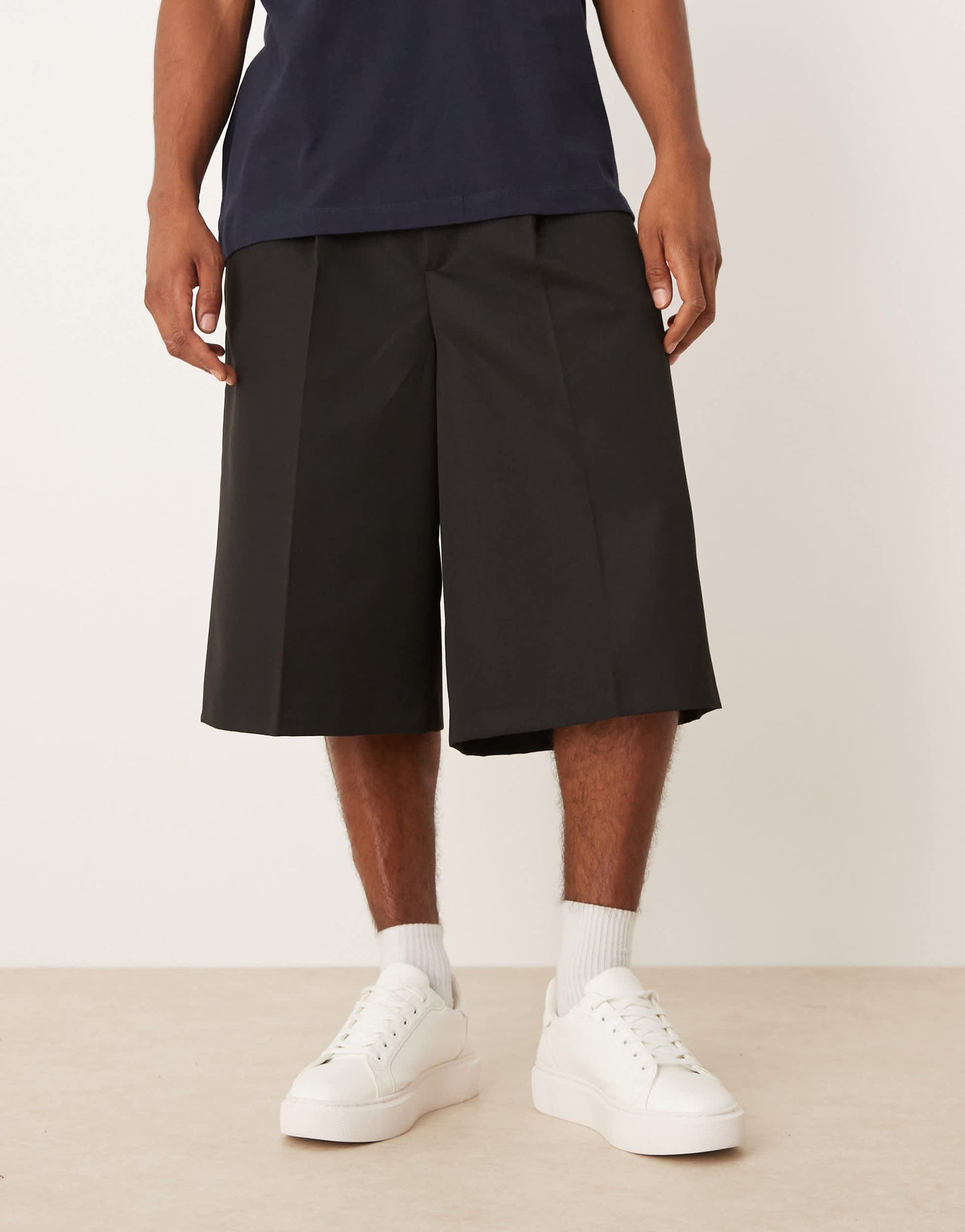 ASOS DESIGN smart oversized bermuda shorts with front pleat in black