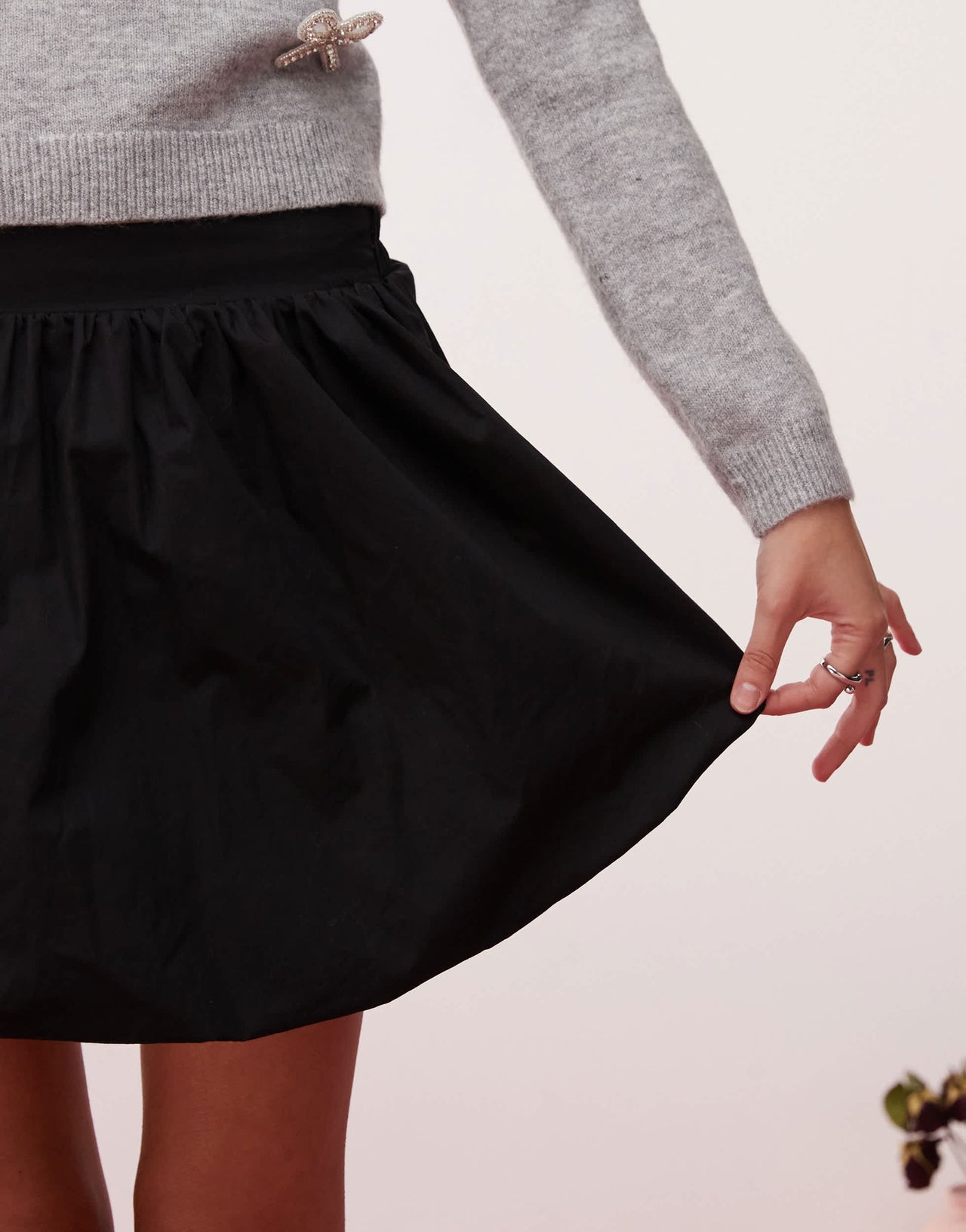 Miss Selfridge puff ball mini skirt in black