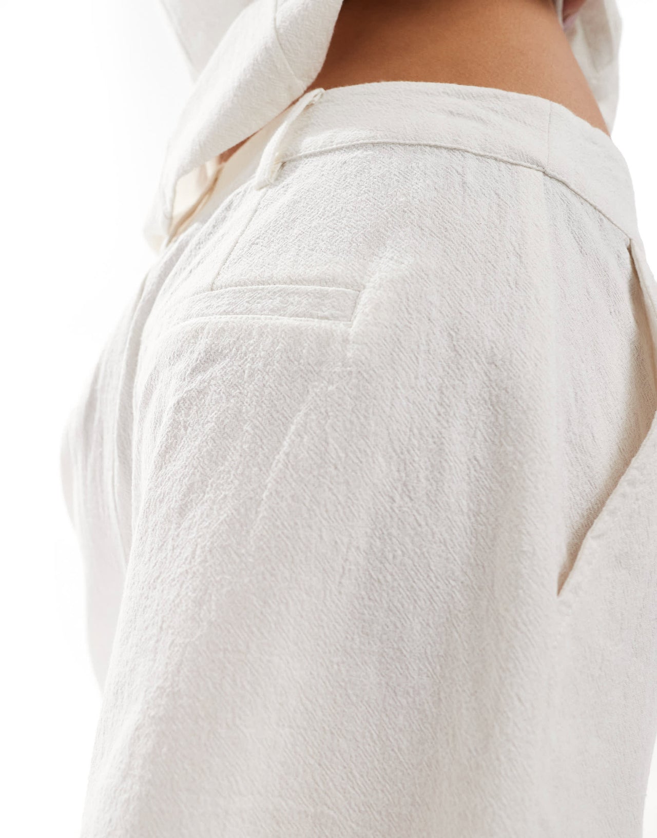 Brave Soul Co-ord pleated textured shorts in cream