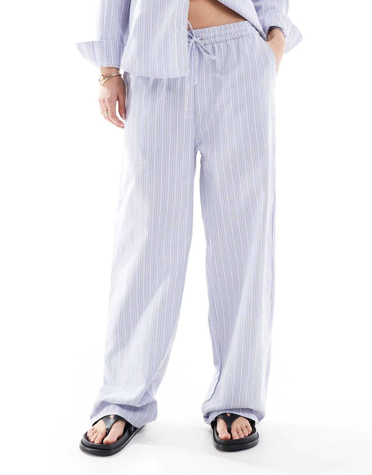 Brave Soul Co-ord blue and white stripe trousers