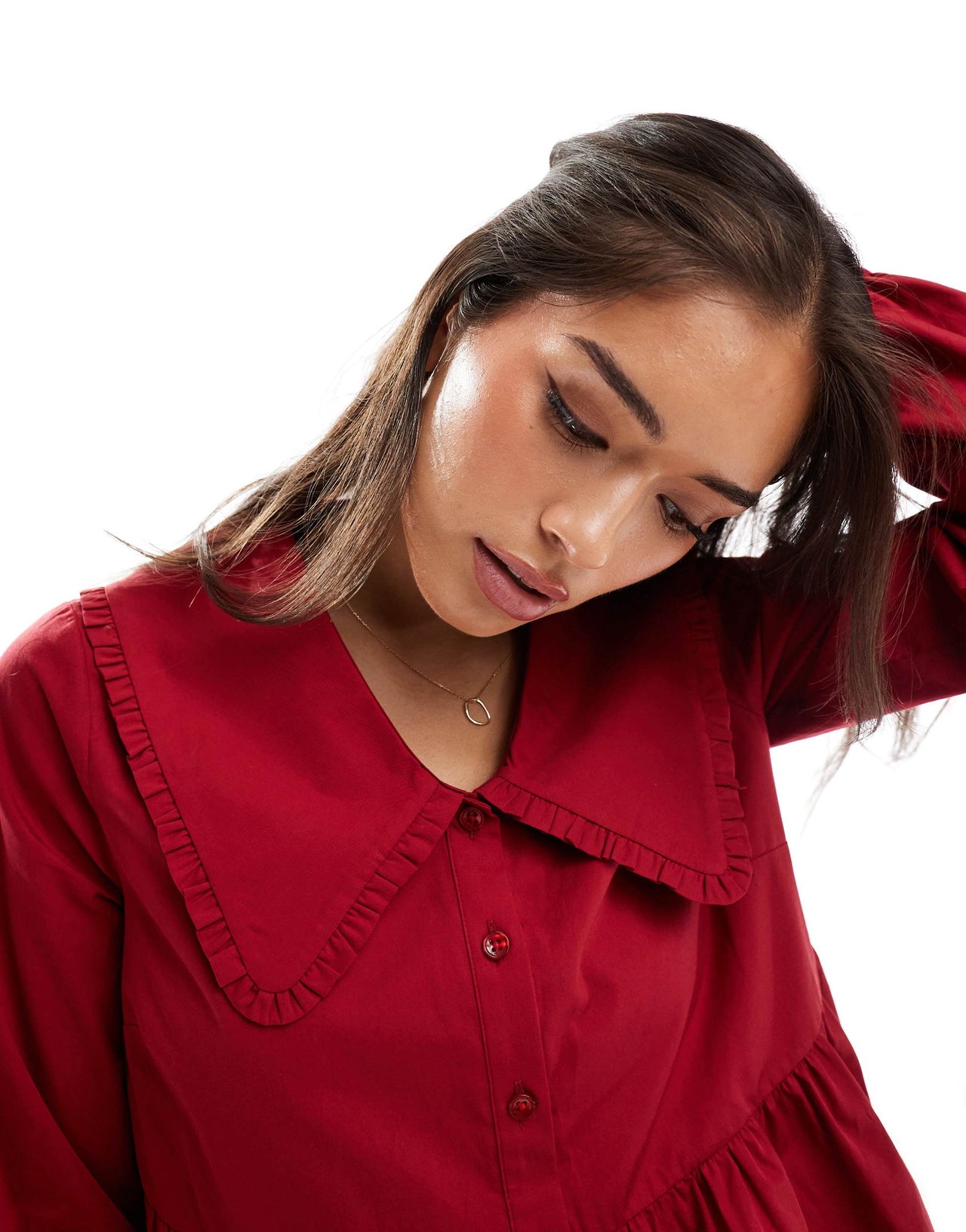 ASOS DESIGN poplin oversized smock mini dress in red