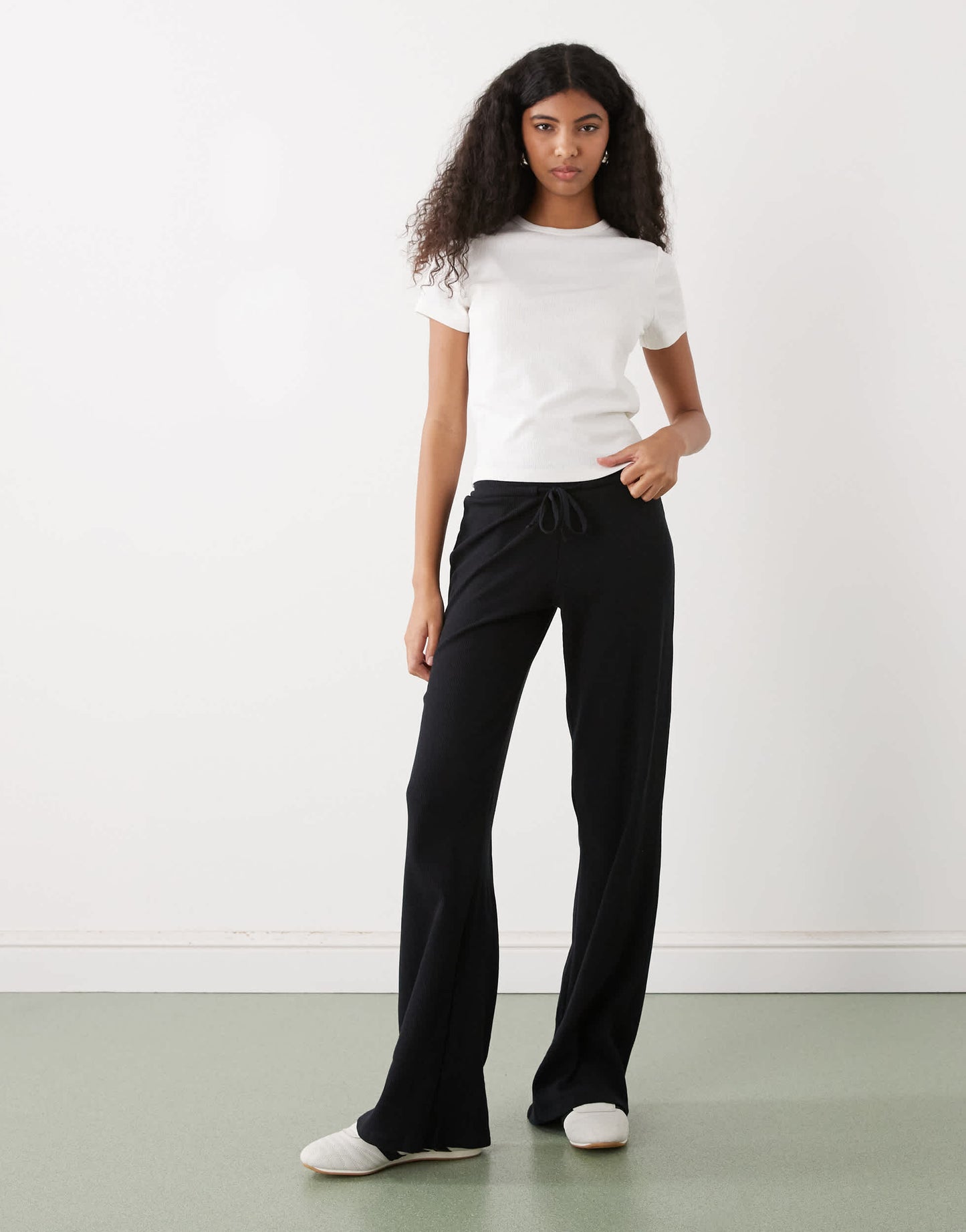 COLLUSION pointelle fitted t-shirt in white